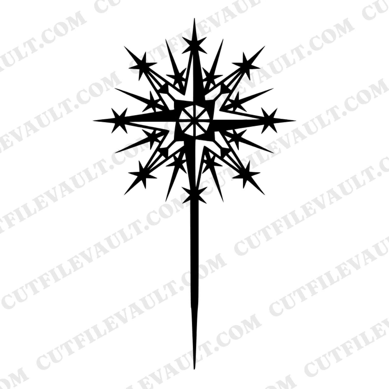 Nordic Starburst Sparkler SVG PNG, Independence Day Celestial Silhouette Cut File, 4th of July — view 1