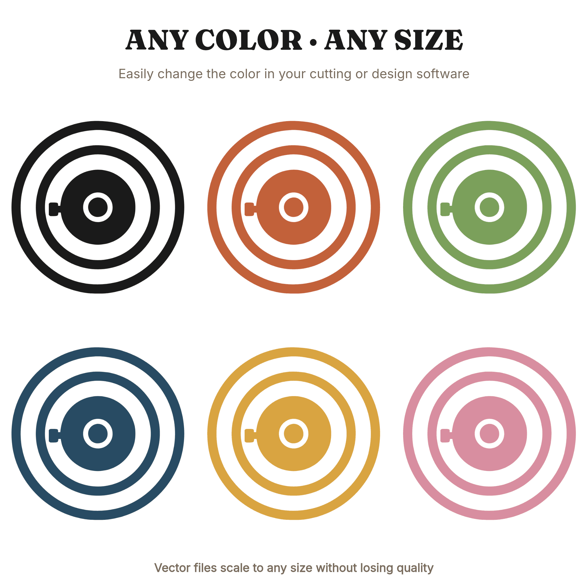 Bicycle Bell Sound Wave SVG PNG, Bullseye Concentric Rings Cut File, Mid-Century Bike Art Design — view 2