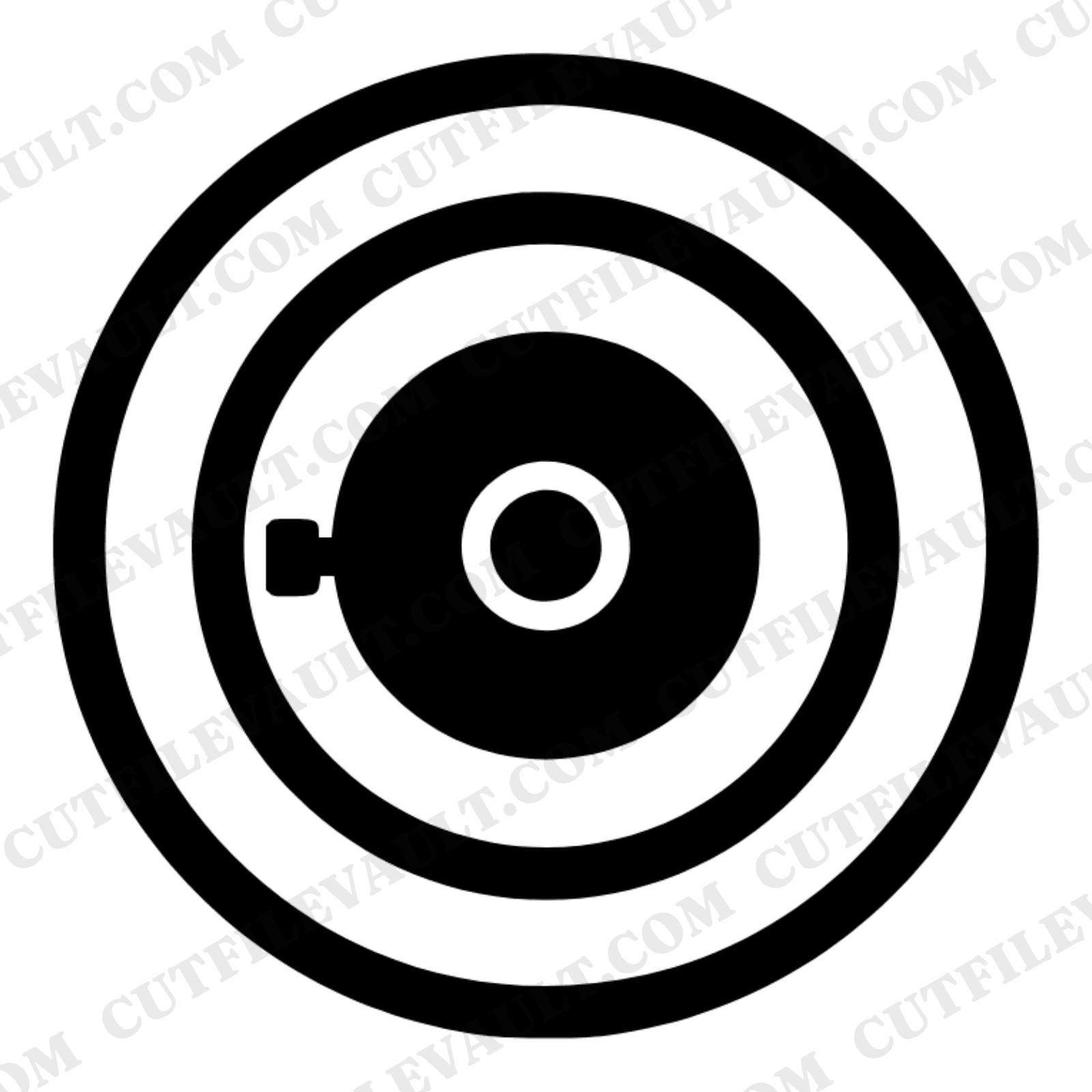 Bicycle Bell Sound Wave SVG PNG, Bullseye Concentric Rings Cut File, Mid-Century Bike Art Design — view 1