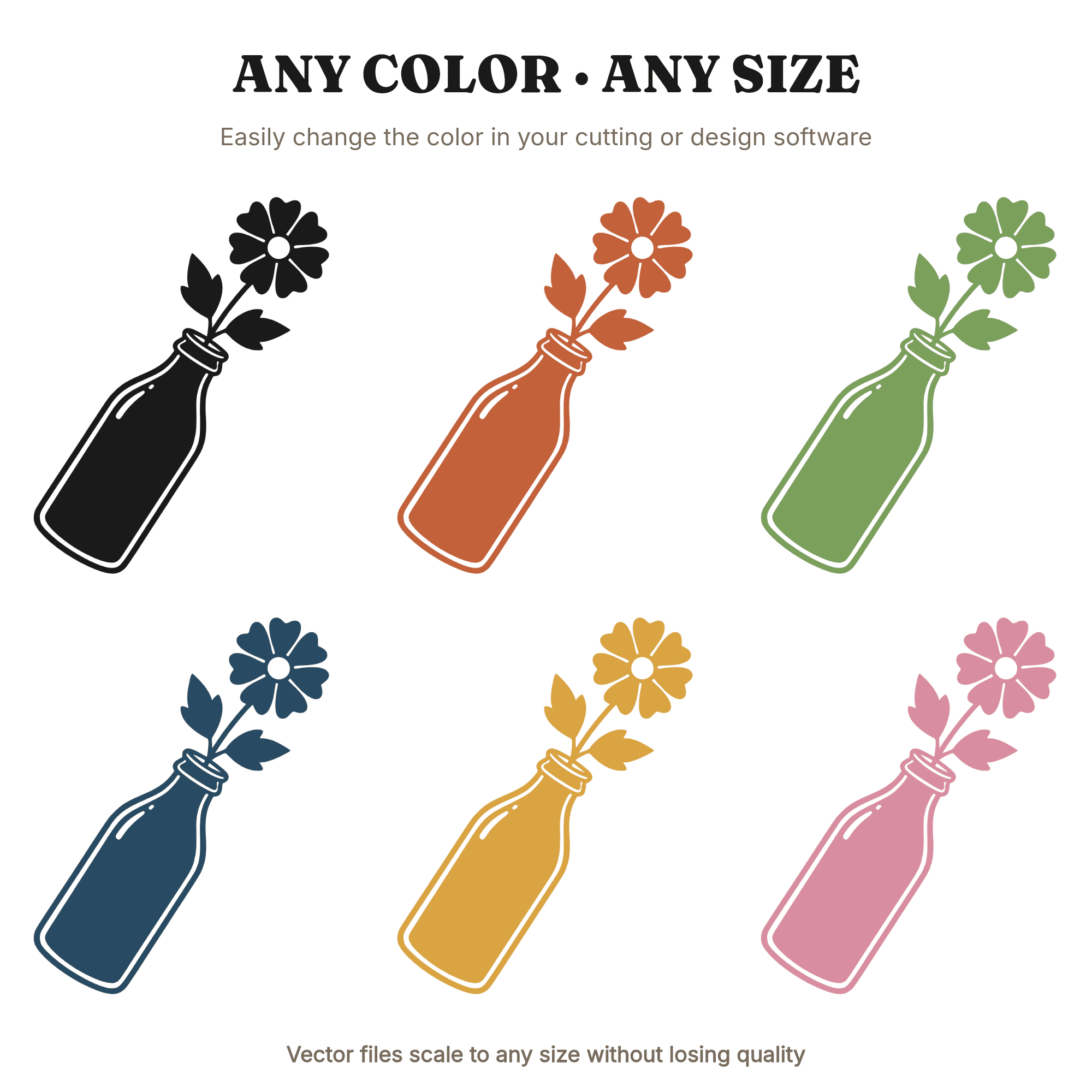 Earth Day Milk Bottle SVG PNG, Wildflower Silhouette Cut File, Vintage Eco Sustainability Design — view 2
