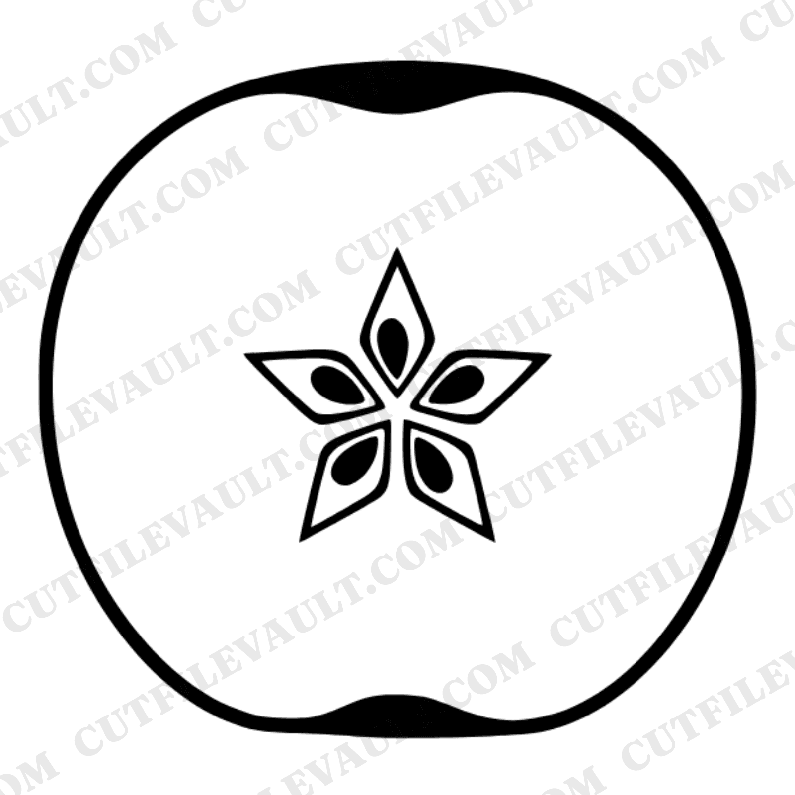 Apple Star Cross Section SVG PNG, Back to School Teacher Apple Cut File, Vintage Botanical Silhouette — view 1