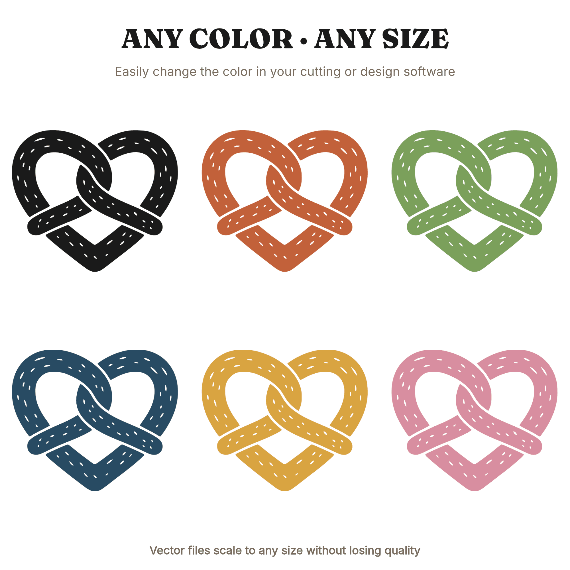 Pretzel Heart SVG PNG, National Pretzel Day Folk Art Silhouette, Cottagecore Cut File for Cricut — view 2