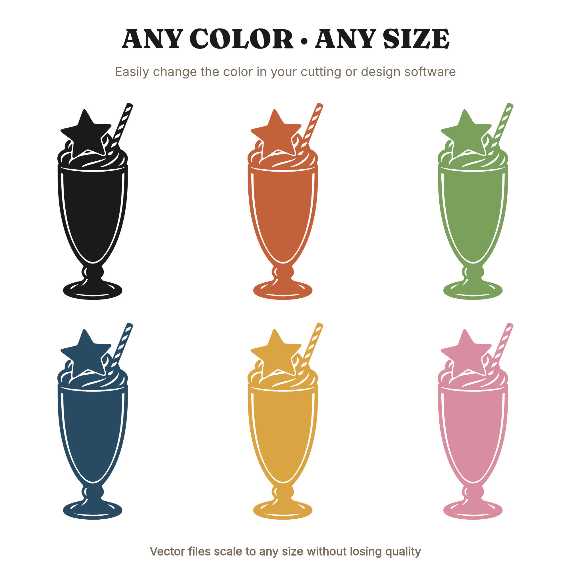 Vintage Diner Milkshake Glass SVG PNG, Star Whipped Cream, 4th of July Retro Soda Fountain Cut File — view 2