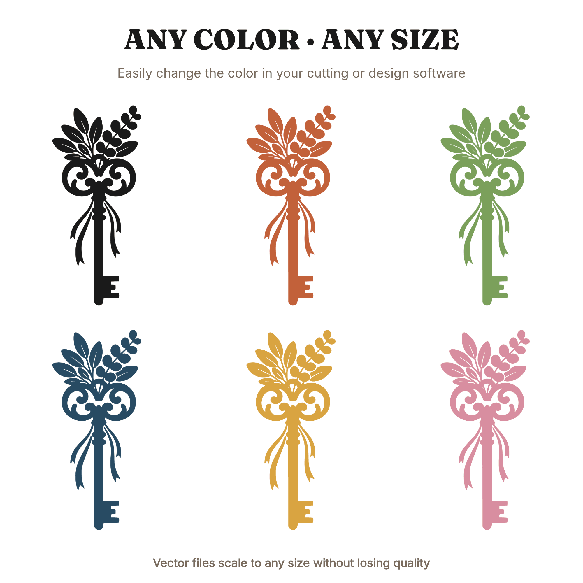 Antique Key Sage Eucalyptus Bundle SVG PNG Rustic Wedding Favor Bridal Shower Blessing Herb Decor — view 2