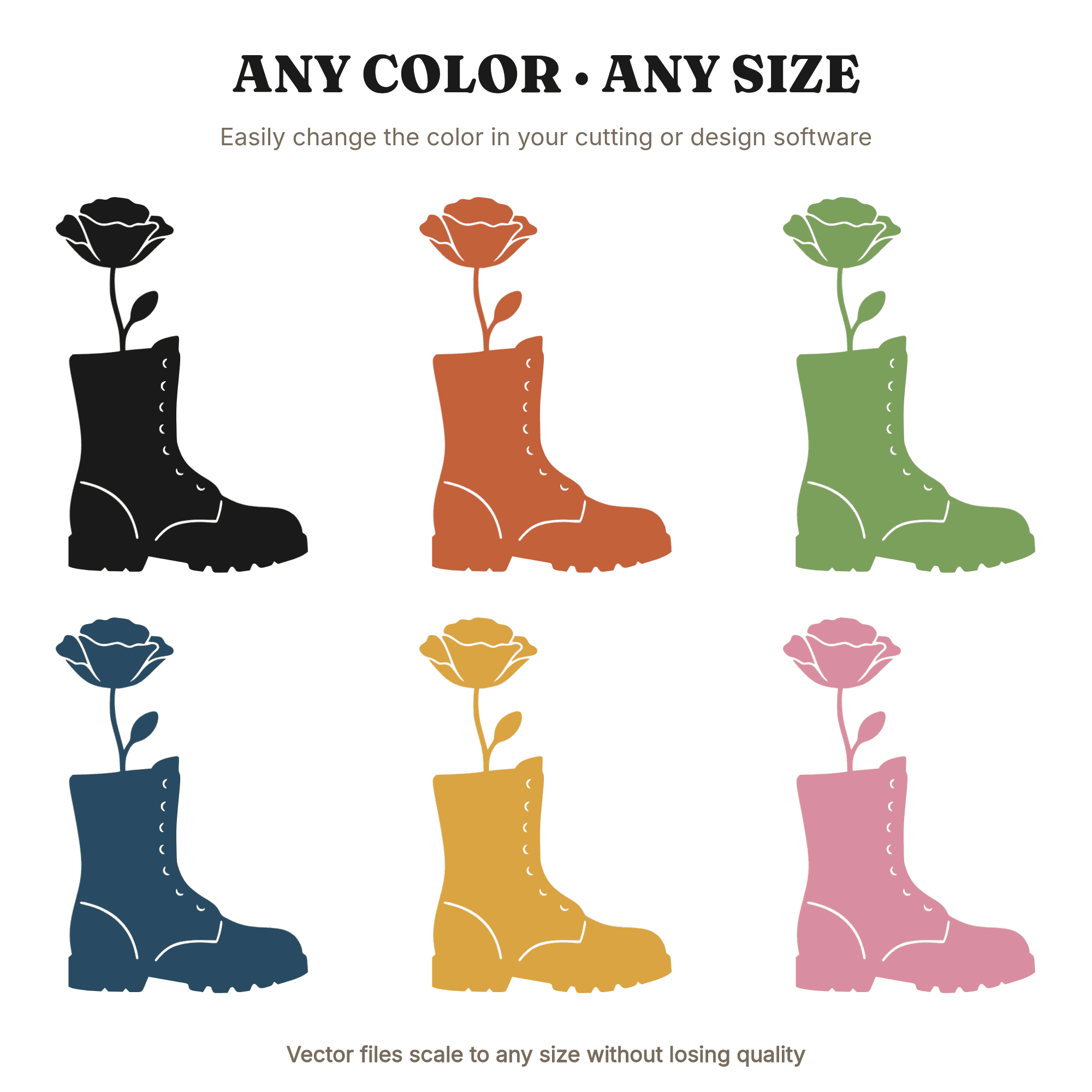 Combat Boot Poppy SVG PNG Memorial Day Tribute Silhouette Cut File for Cricut Military Remembrance — view 2