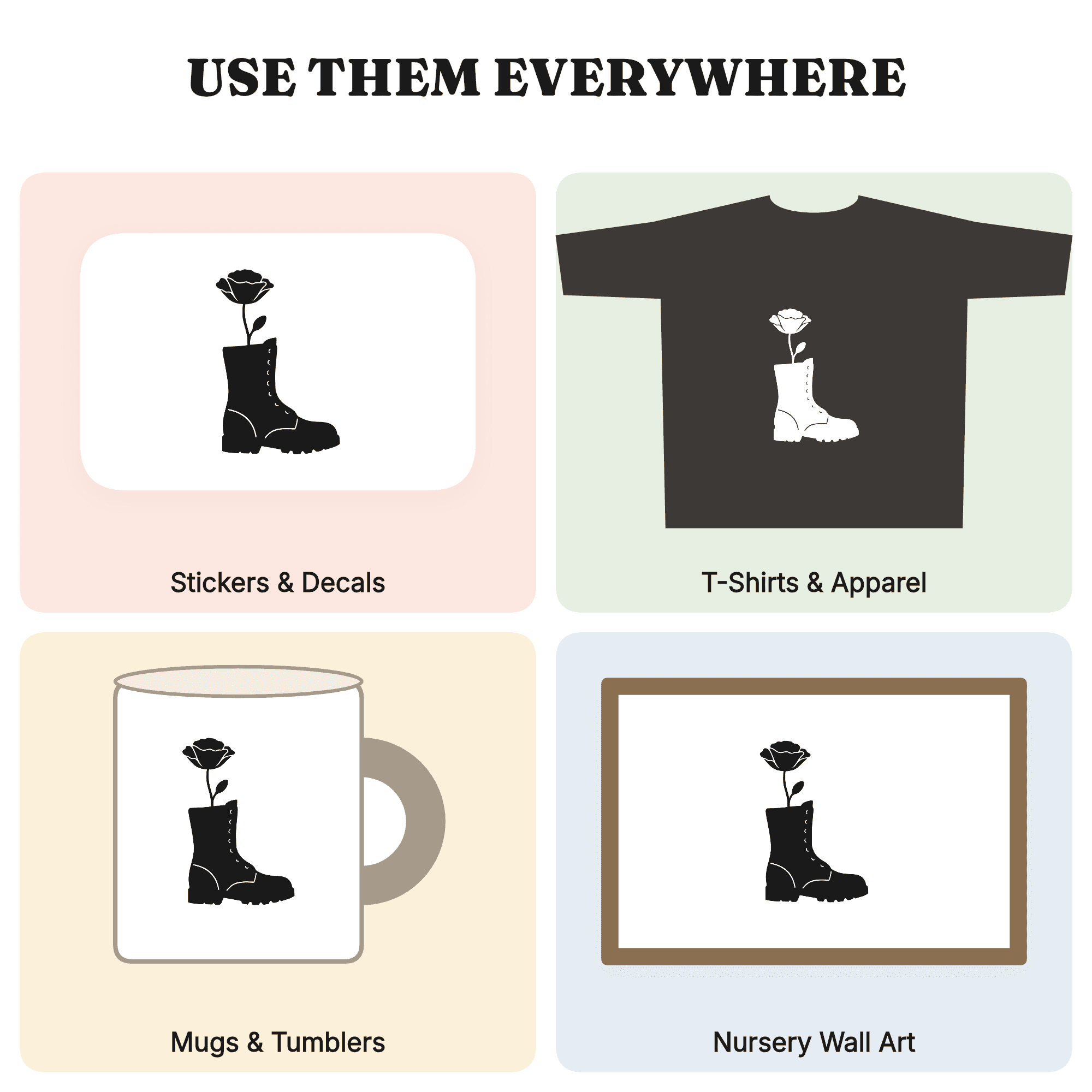 Combat Boot Poppy SVG PNG Memorial Day Tribute Silhouette Cut File for Cricut Military Remembrance — view 3