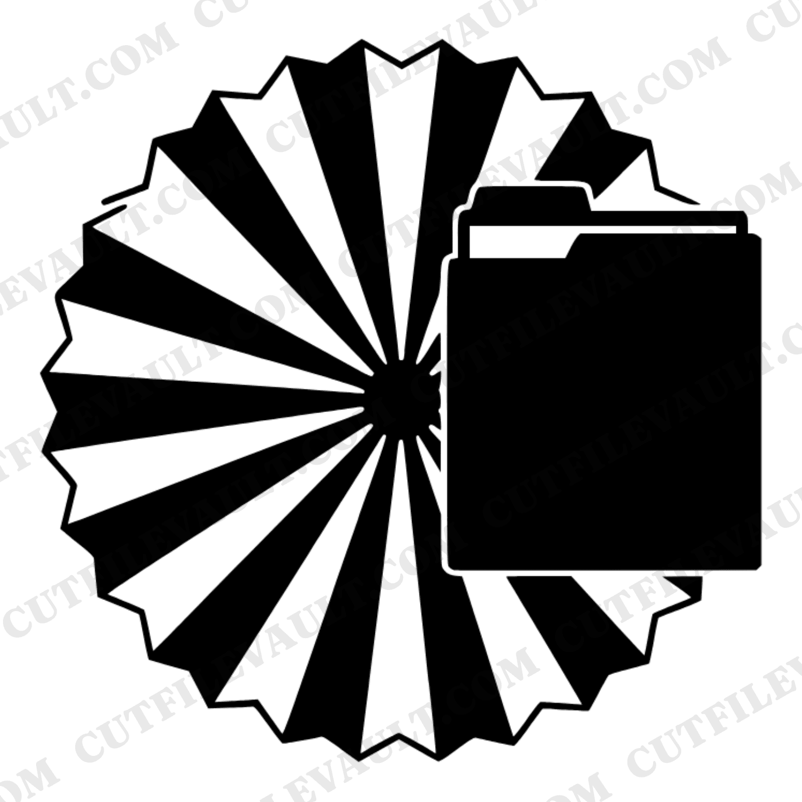 Retro Accordion File Folder SVG PNG, Sunburst Office Supplies Cut File, Mid Century School Organizer — view 1