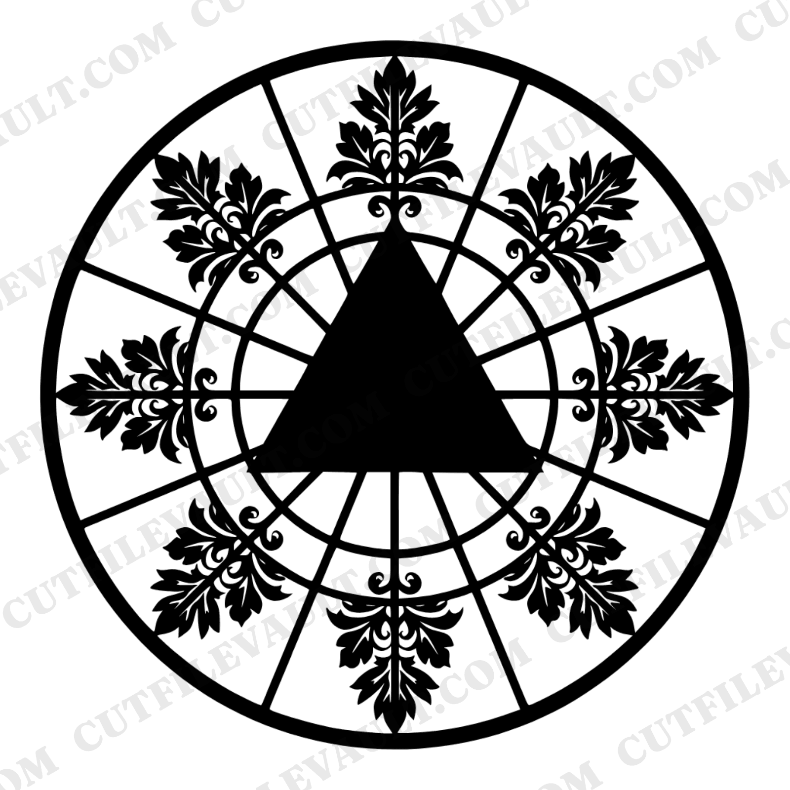 Summer Solstice Sundial Mandala SVG PNG, Vintage Botanical Cut File, Geometric Shadow Rays Design — view 1