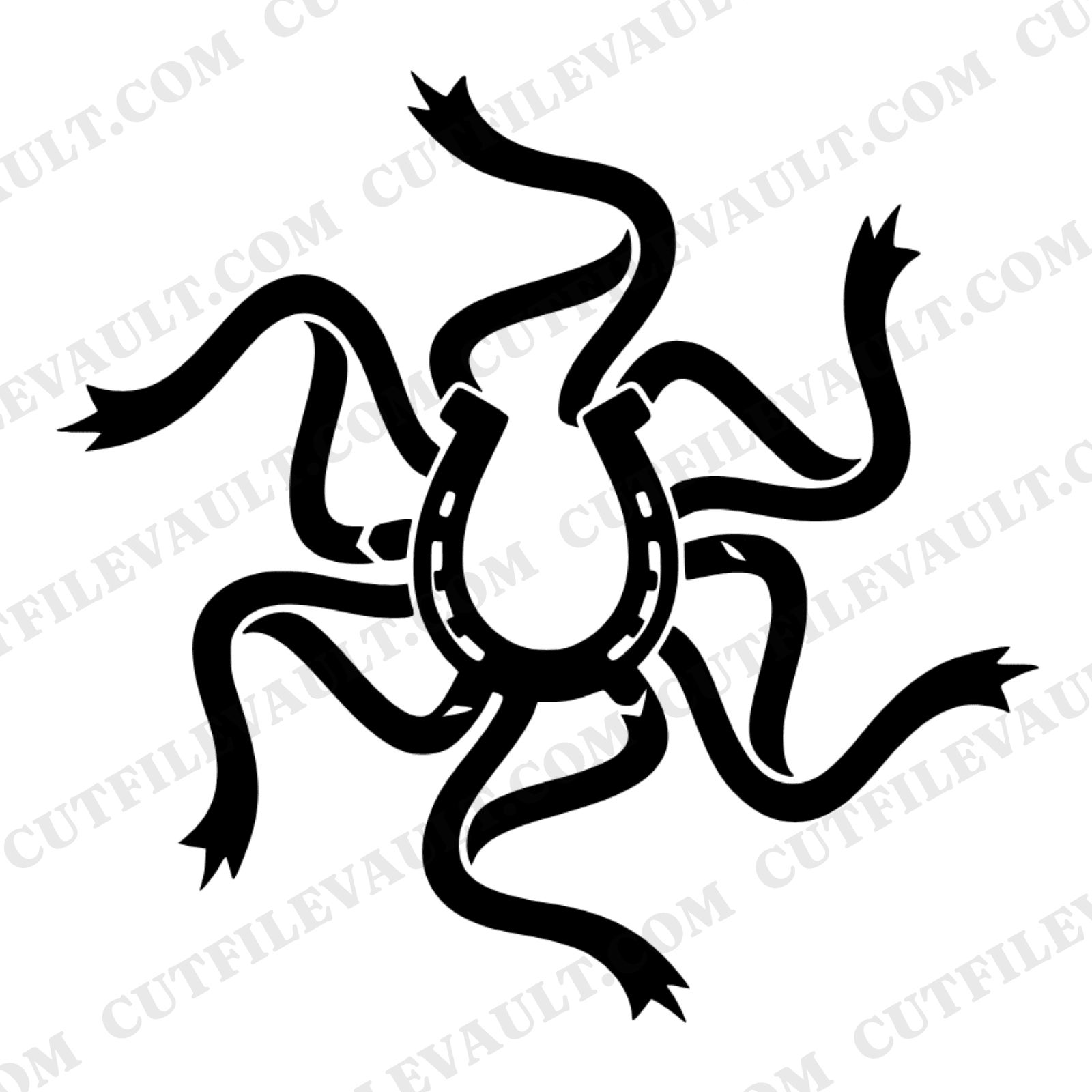 Maypole Horseshoe SVG PNG, Dancing Ribbon Streamers Cut File, Kentucky Derby May Day Decor — view 1