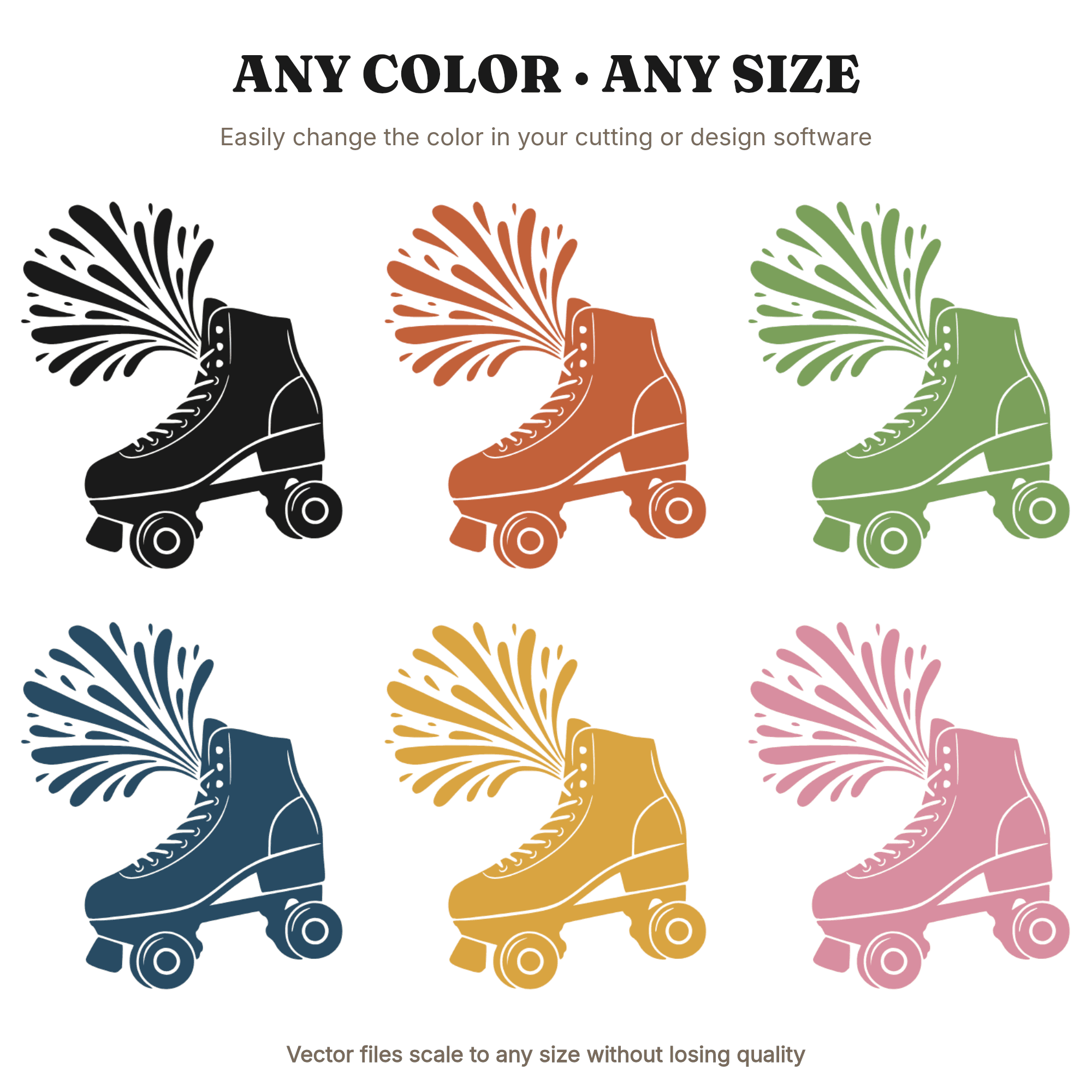 Retro Roller Skate SVG PNG, 70s Starburst Freedom Silhouette, Vintage Roller Disco Cut File — view 2