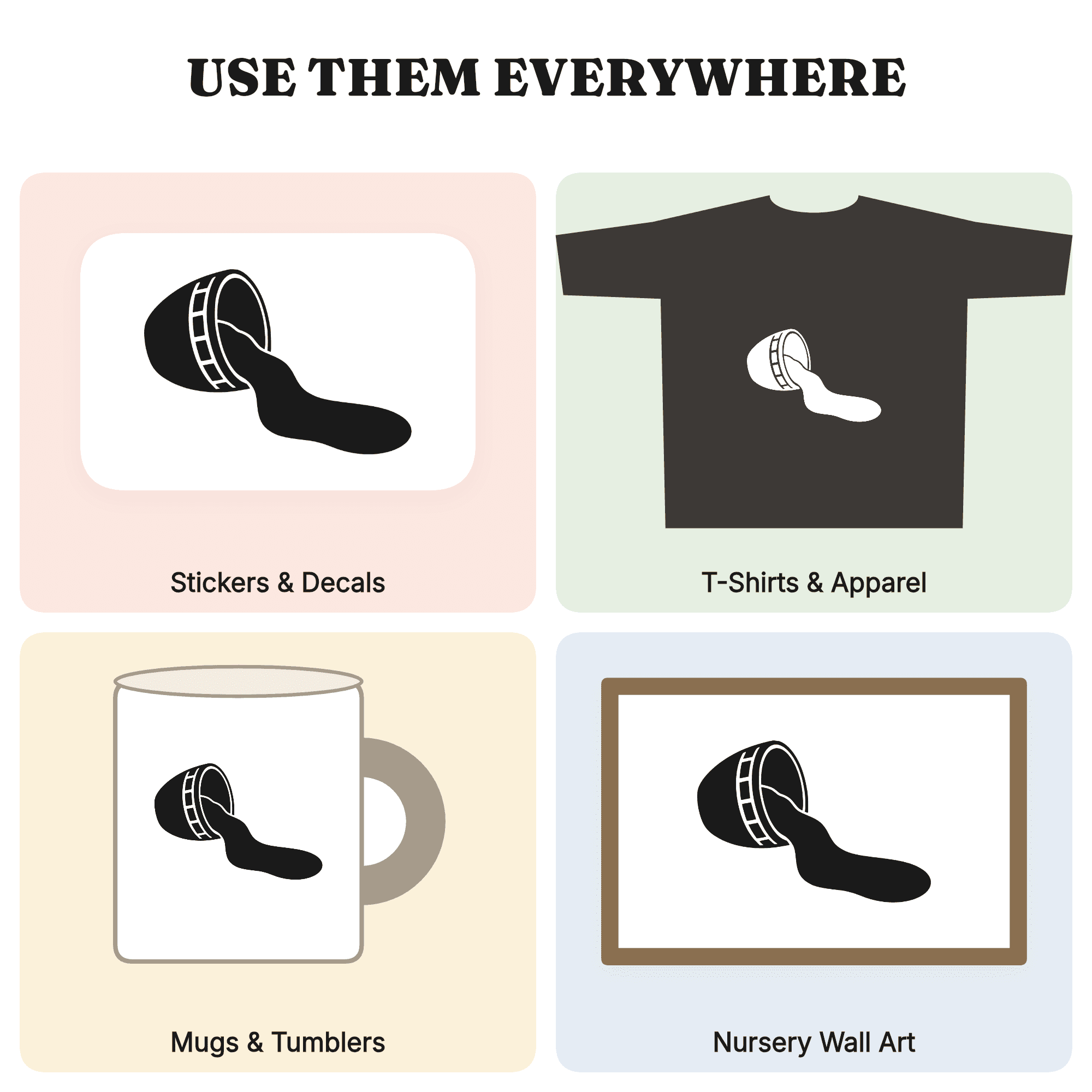 Mid Century Plant Pot Spilling Soil SVG PNG, Retro Earth Day Cut File, Abstract Blob Design — view 3