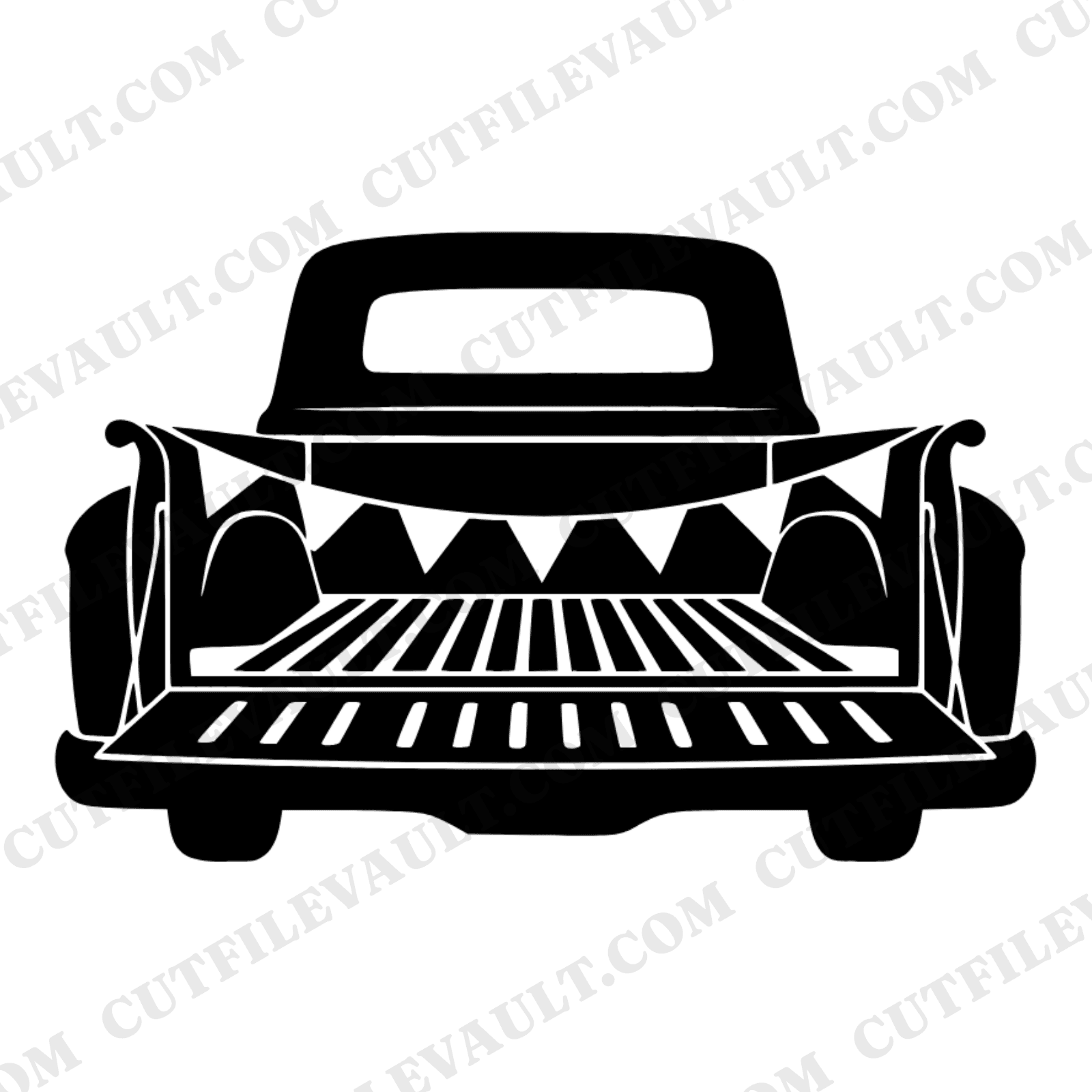 Vintage Pickup Truck Tailgate SVG PNG, Patriotic Bunting Memorial Day Cut File, Americana Farmhouse — view 1