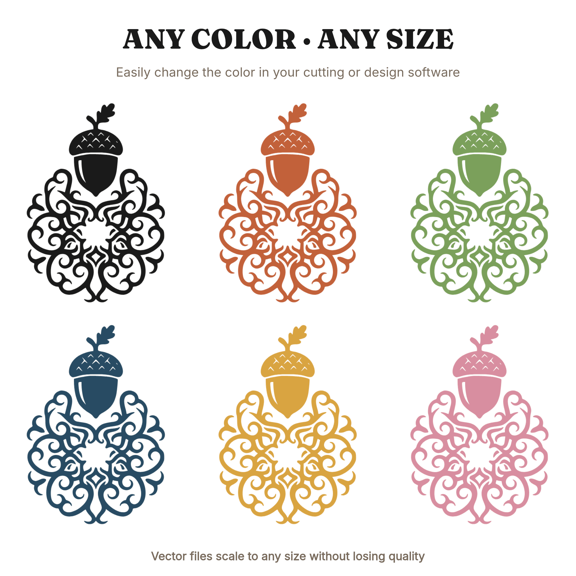 Autumn Equinox Acorn Mandala SVG PNG, Germinating Acorn Art Nouveau Cut File, Fall Nature Decor — view 2