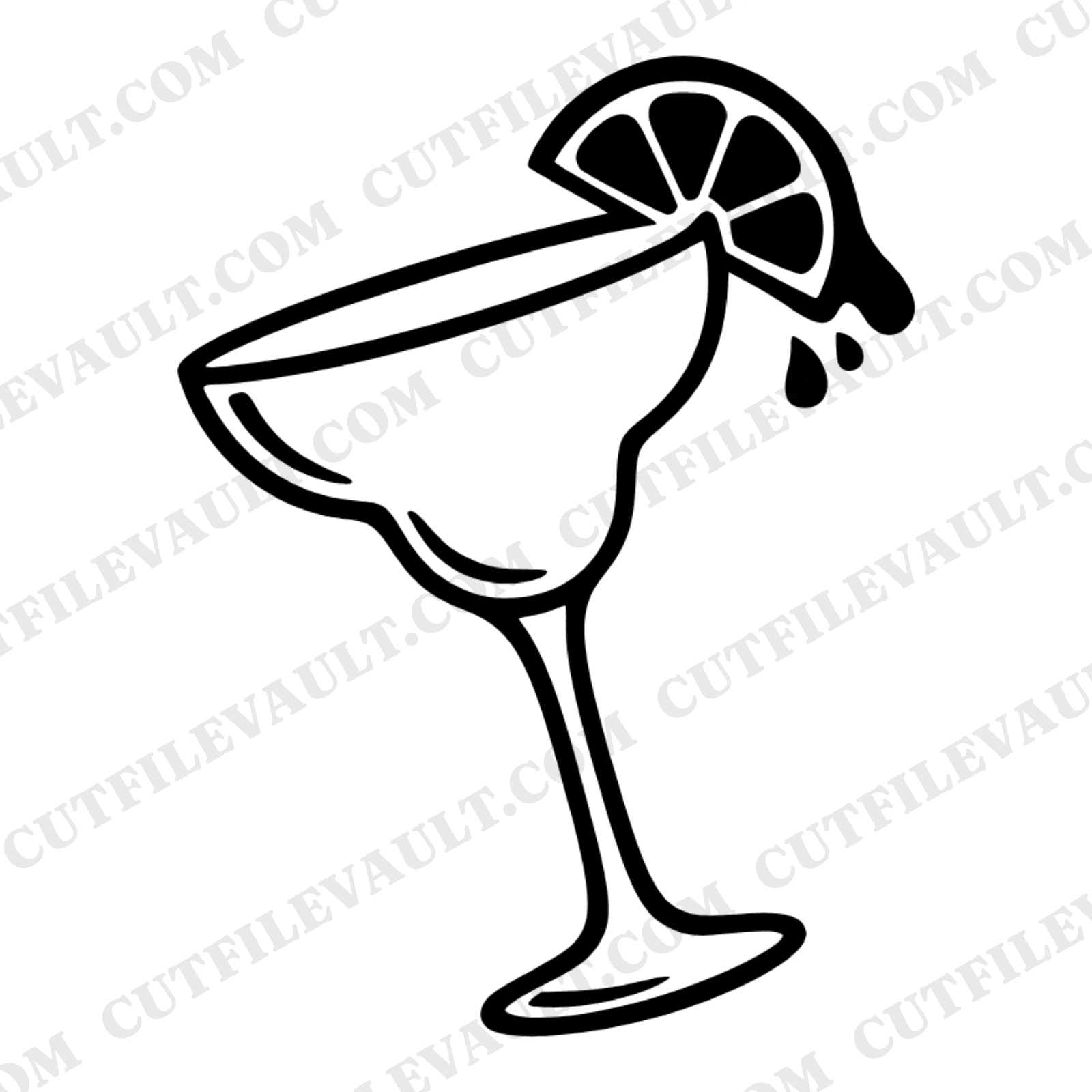 Tilted Margarita Glass SVG PNG, Lime Wheel Cut File, Cinco de Mayo Party Decor, Cocktail Design — view 1