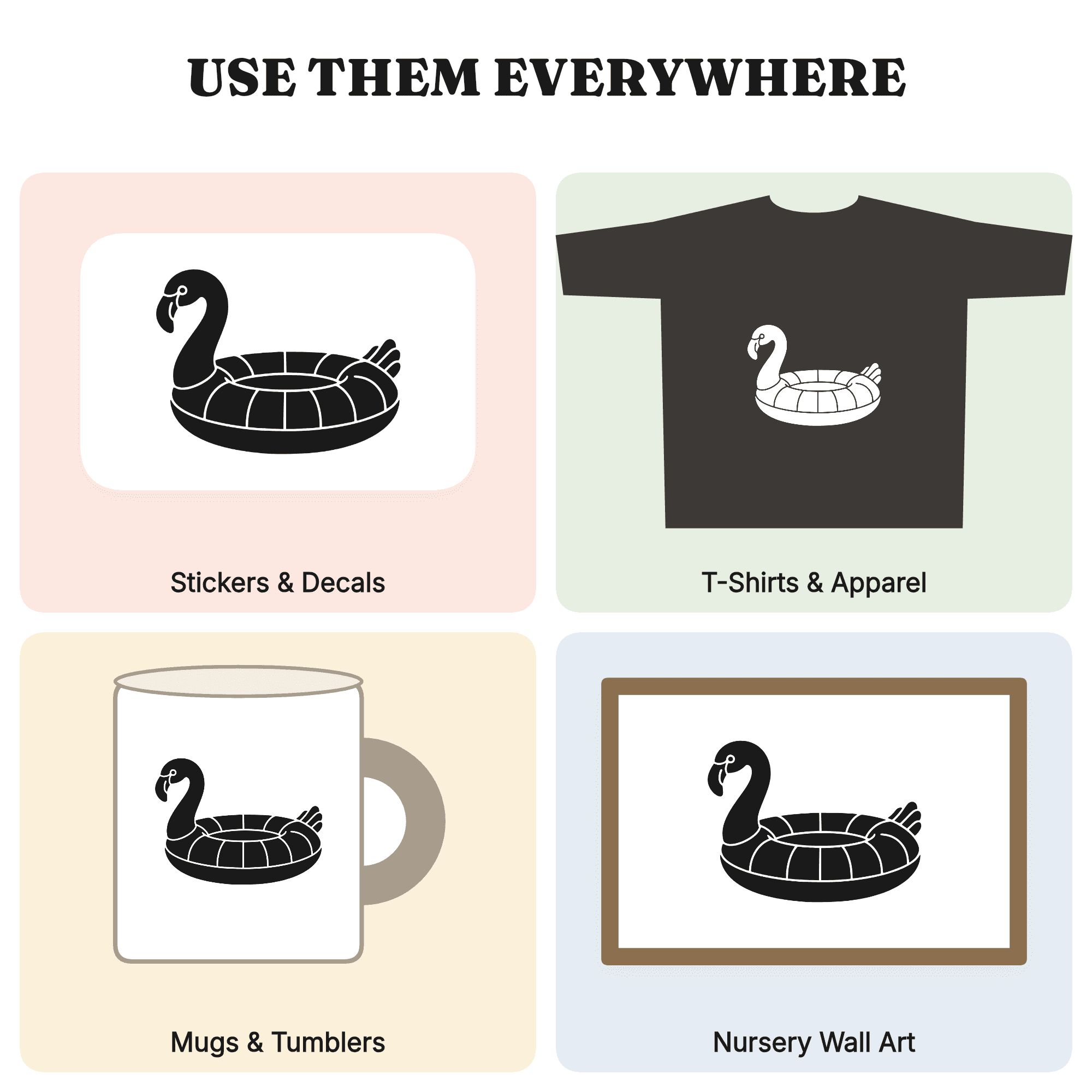 Summer Solstice Flamingo Moon SVG PNG, Crescent Pool Float Art Deco Cut File for Cricut Silhouette — view 3