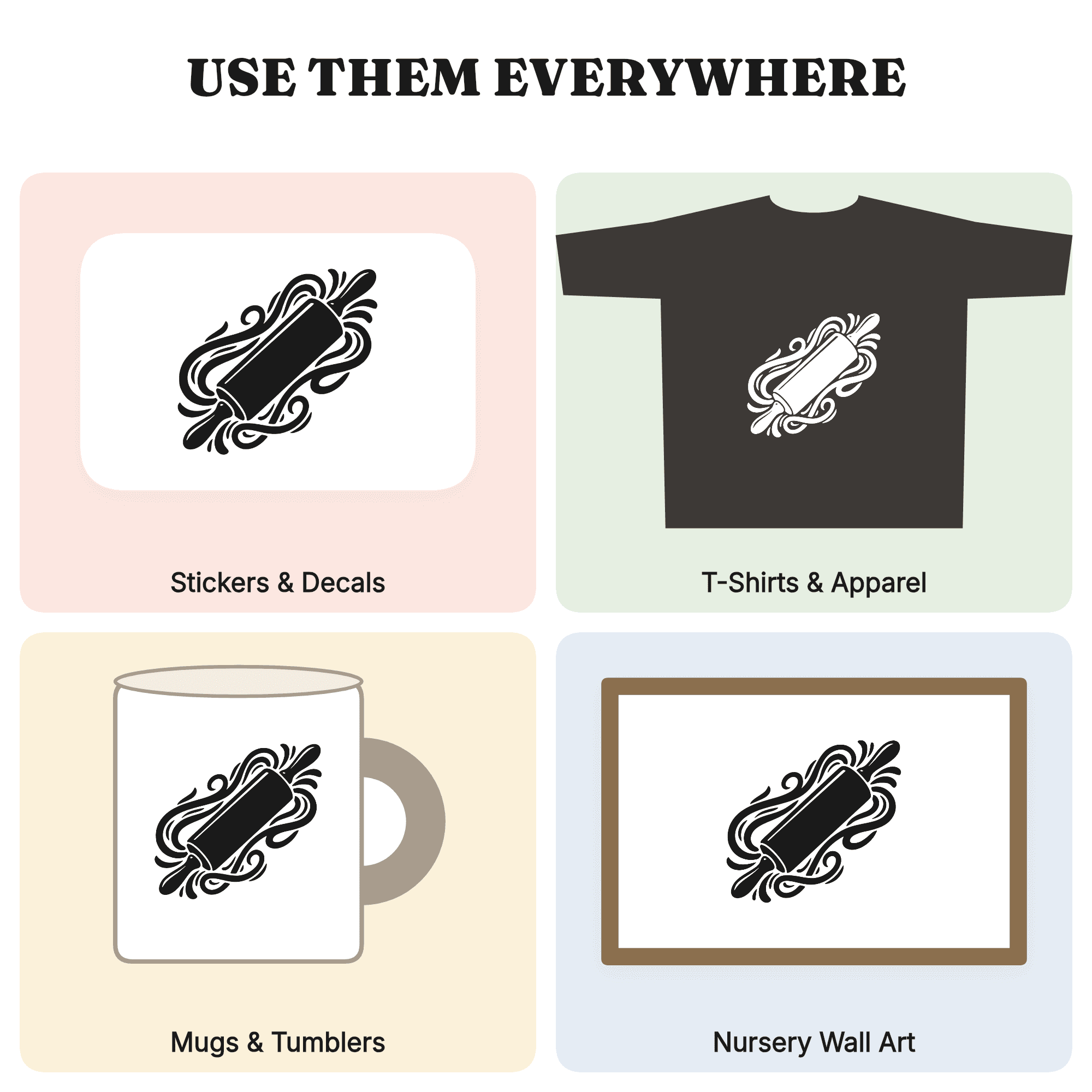 Vintage Rolling Pin SVG PNG, Boho Baker Donut Day Cut File, Kitchen Decor Craft Design — view 3