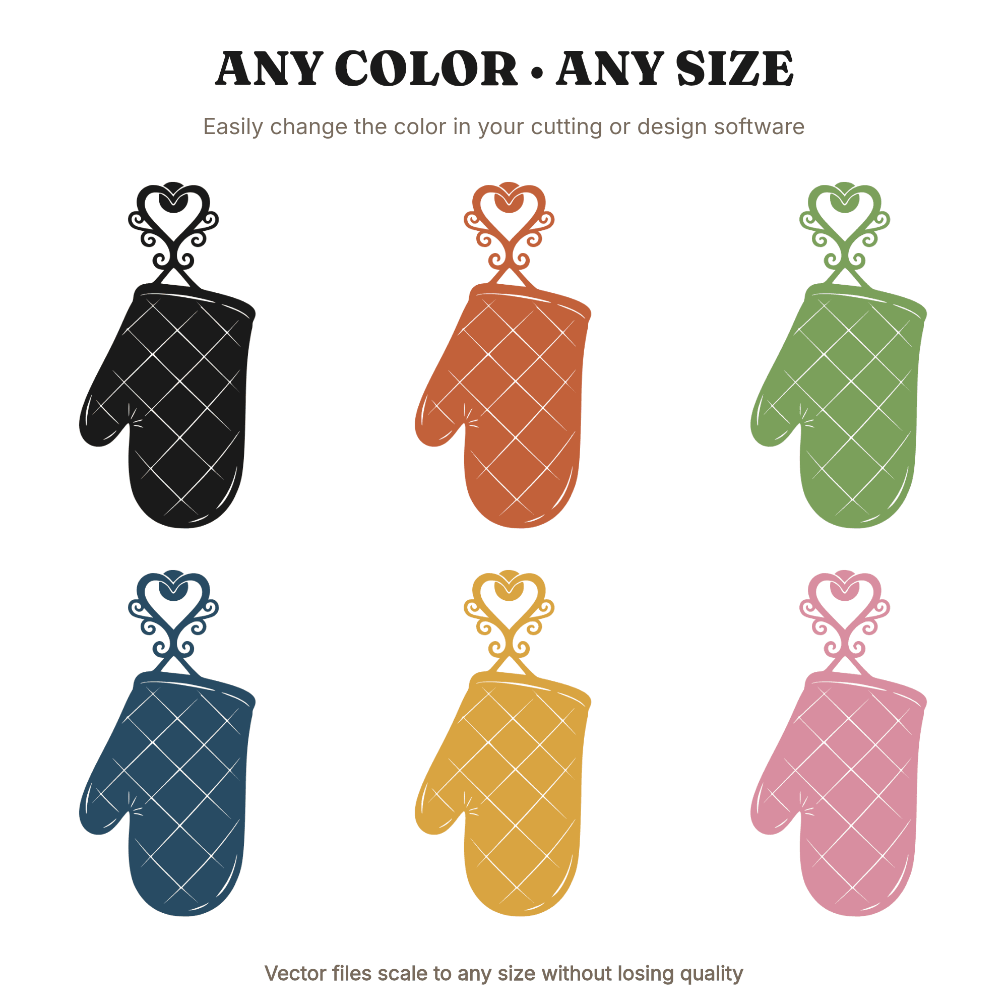 Mother's Day Oven Mitt SVG, Quilted Kitchen Mitt PNG, Heart Hook Cut File, Boho Mom Gift Design — view 2