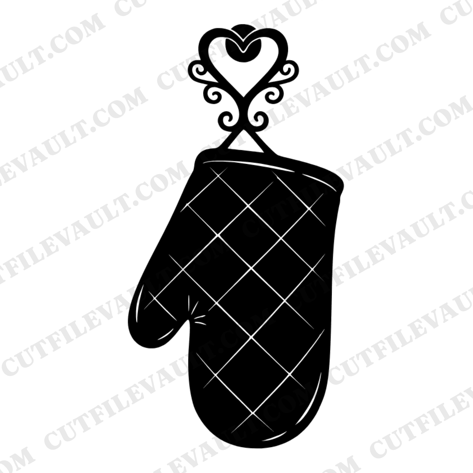 Mother's Day Oven Mitt SVG, Quilted Kitchen Mitt PNG, Heart Hook Cut File, Boho Mom Gift Design — view 1