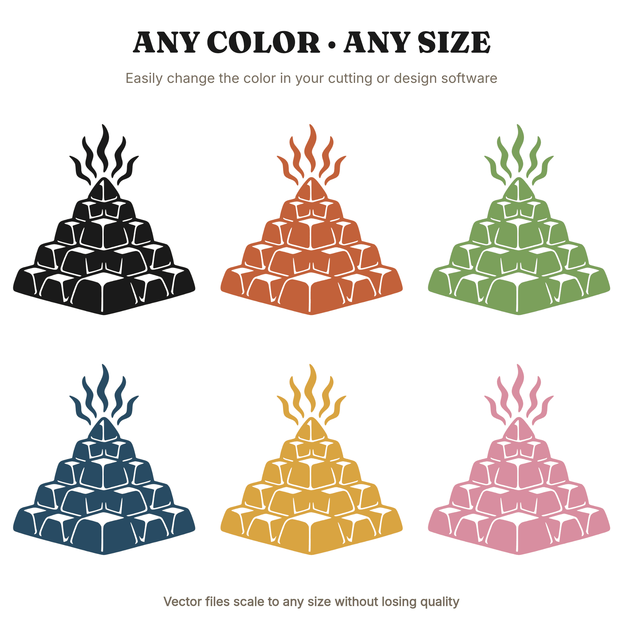 Mystical Charcoal Pyramid SVG PNG, Celestial BBQ Grill Design, Cosmic Heat Waves Cut File — view 2