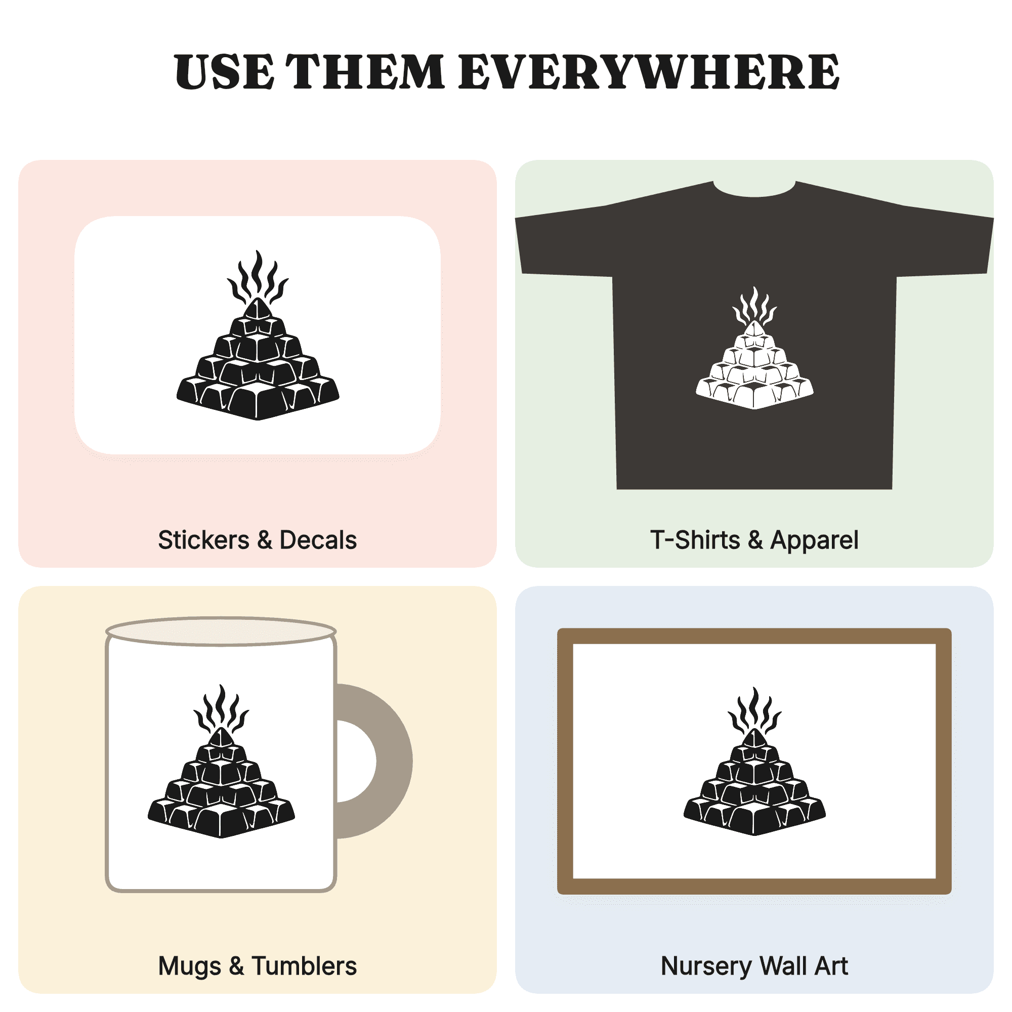 Mystical Charcoal Pyramid SVG PNG, Celestial BBQ Grill Design, Cosmic Heat Waves Cut File — view 3