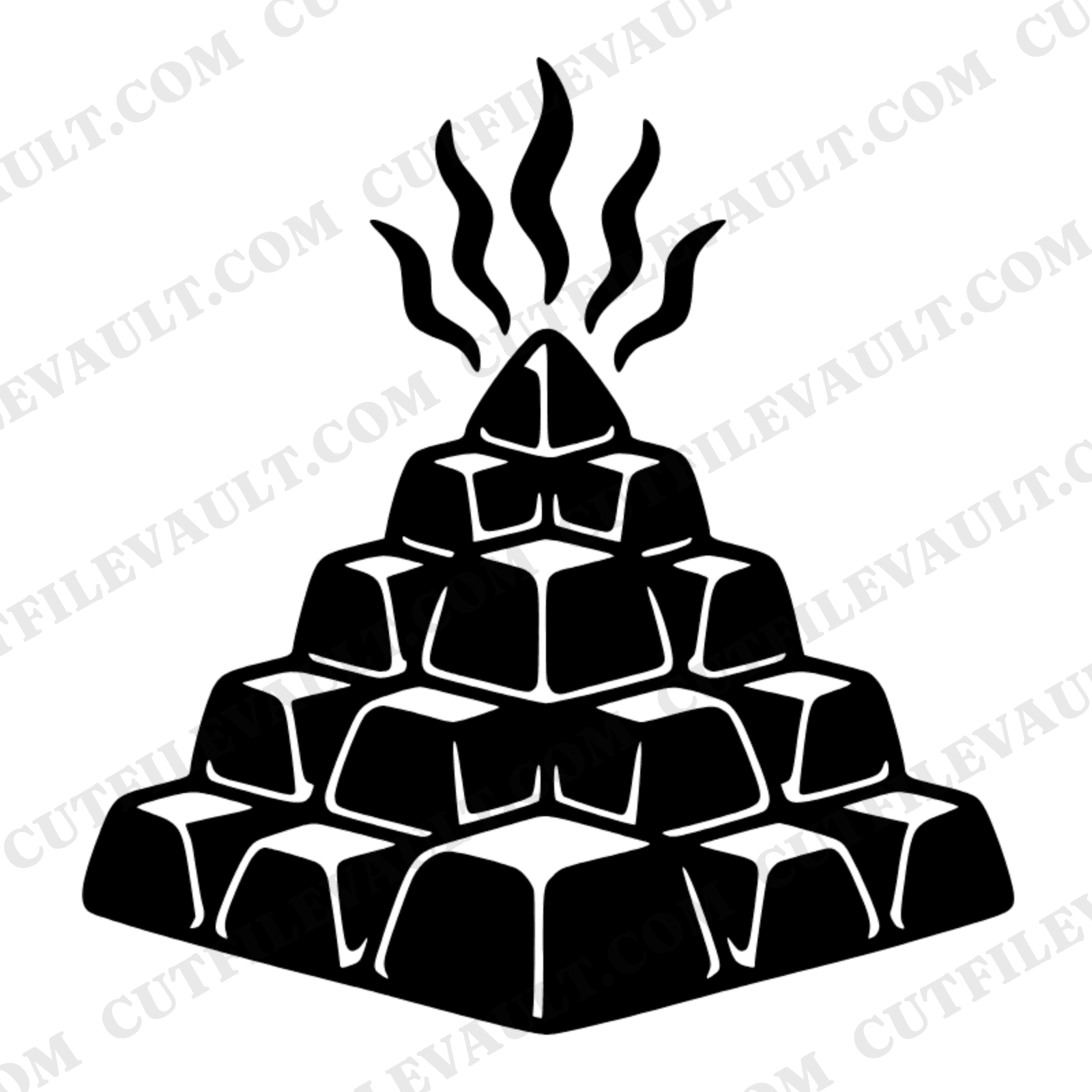 Mystical Charcoal Pyramid SVG PNG, Celestial BBQ Grill Design, Cosmic Heat Waves Cut File — view 1