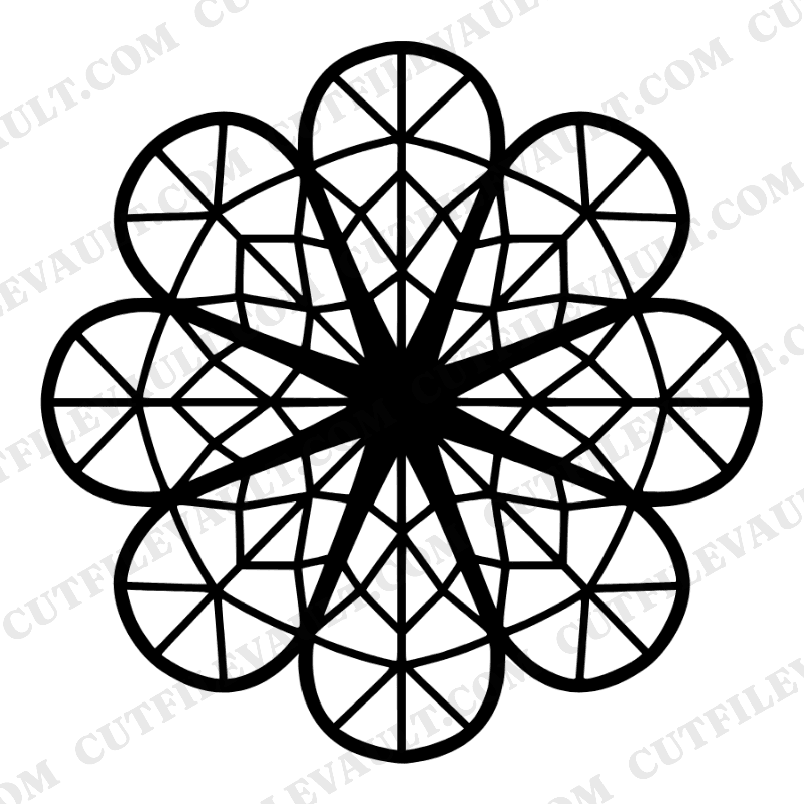Stained Glass Wedding Bow Mandala SVG PNG, Cottagecore Floral Gift Bow Top View Cut File
