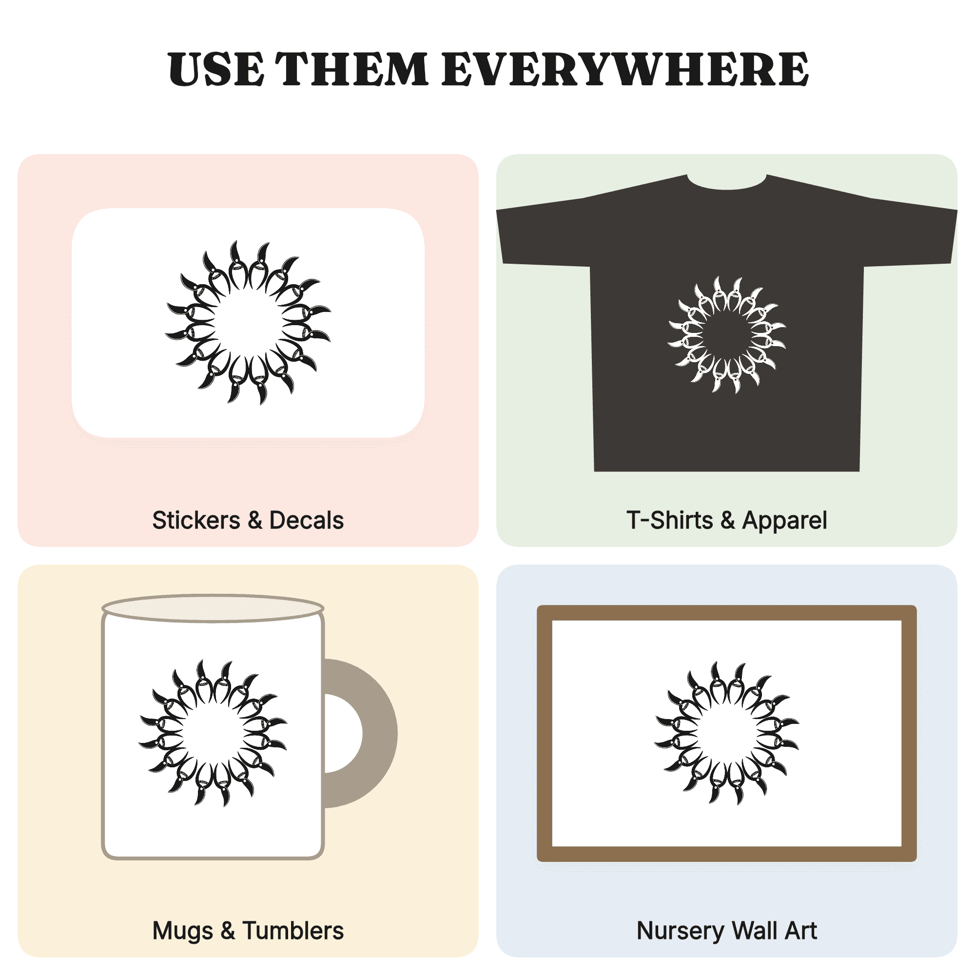 Spring Pruning Shears Wreath SVG PNG, Gardening Tool Emblem Cut File, Scandinavian Line Art Design — view 3