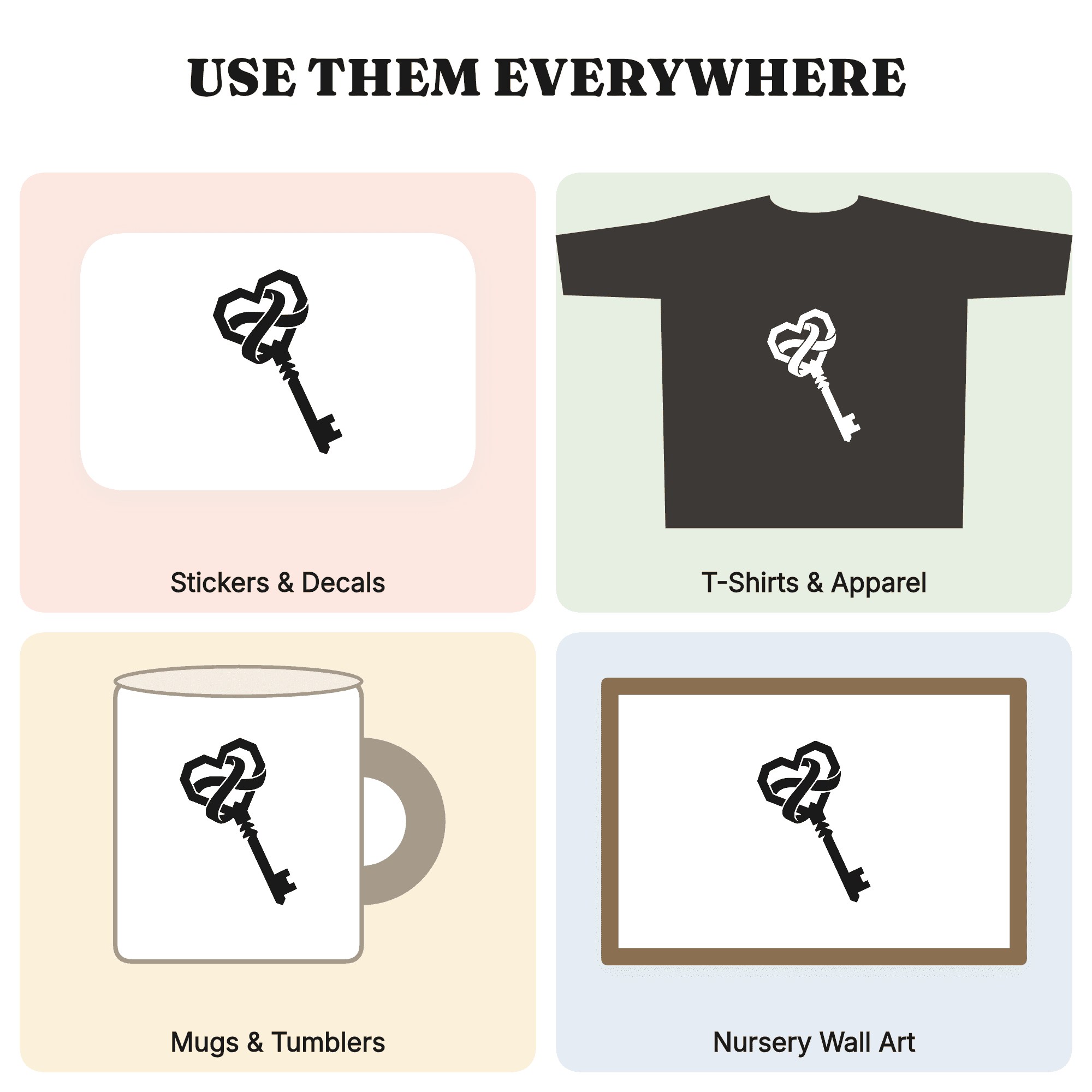 Vintage Skeleton Key Heart Bow SVG PNG Wedding Cut File Modern Brutalist Design Love — view 3