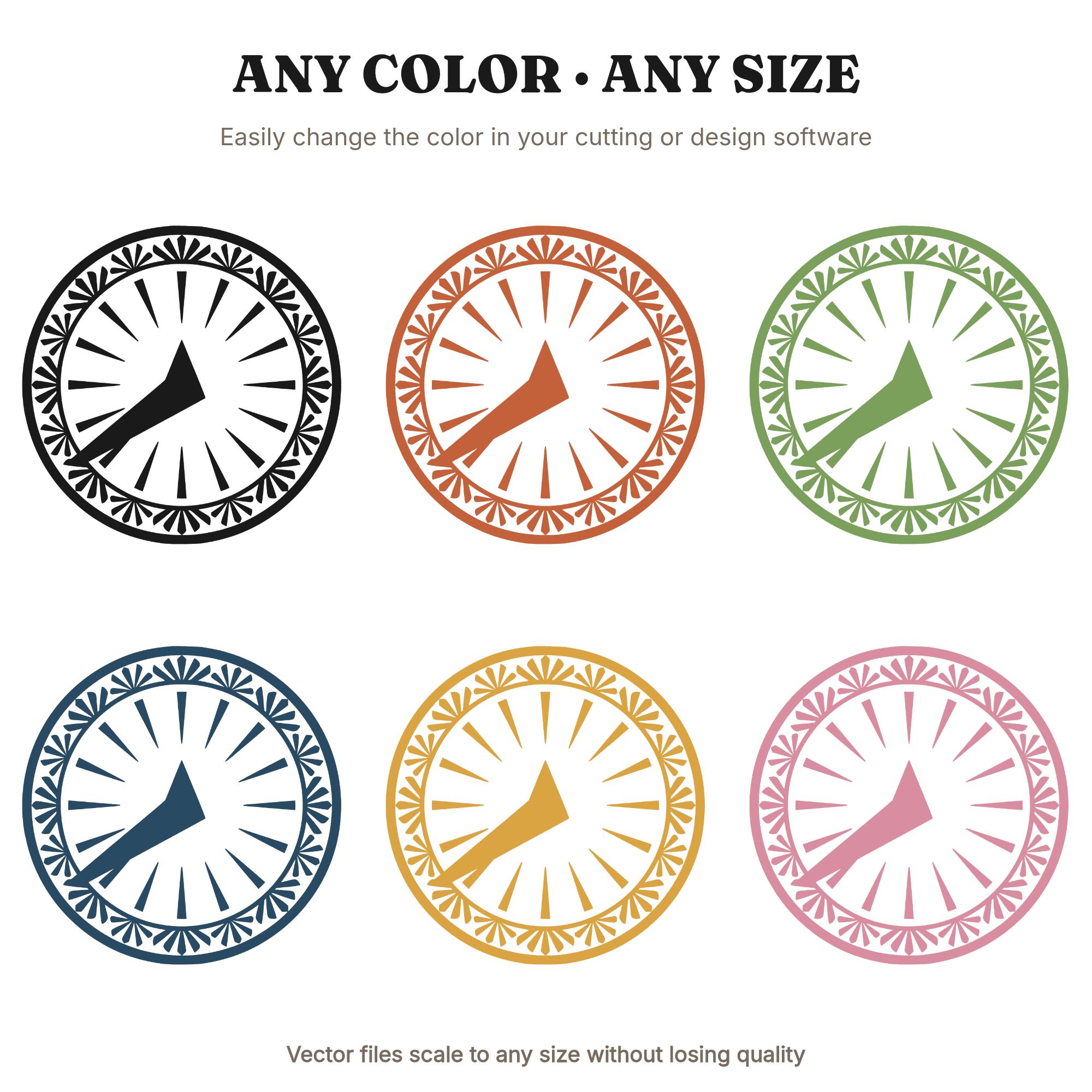 Summer Solstice Sundial SVG PNG, Scandinavian Mandala Cut File, Folk Art Sun Design, Cricut — view 2