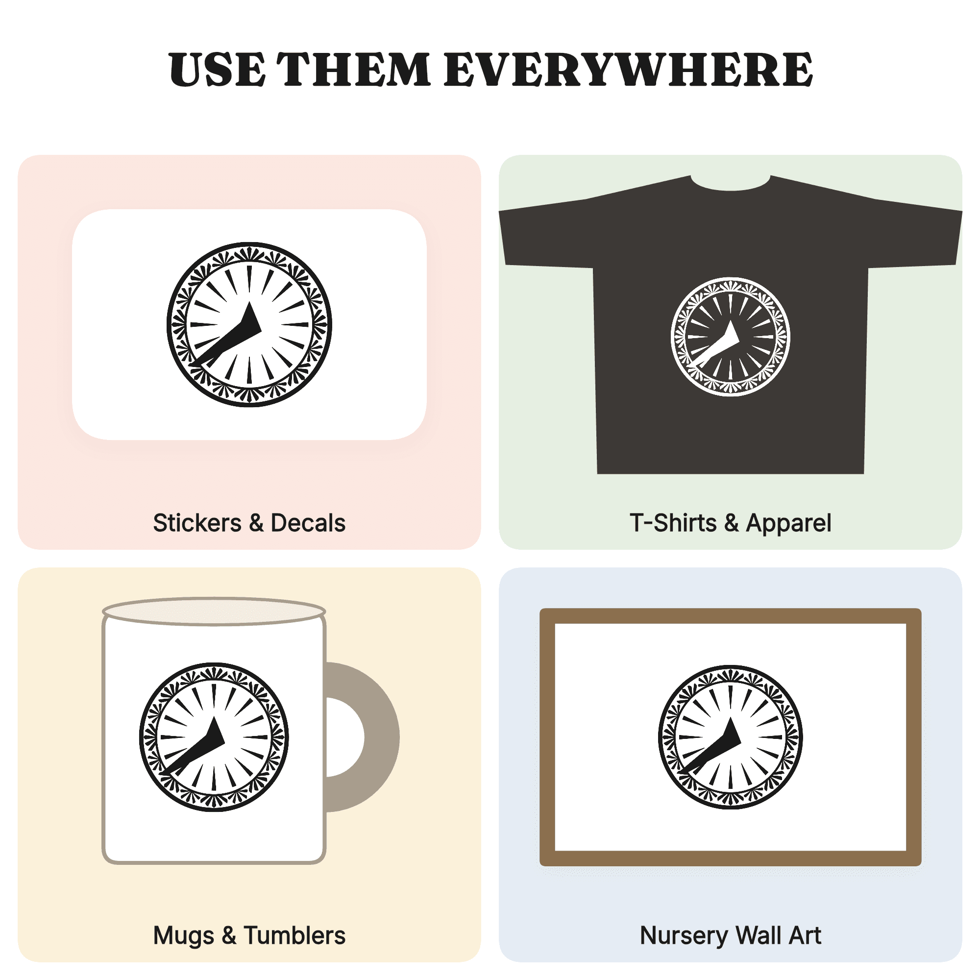 Summer Solstice Sundial SVG PNG, Scandinavian Mandala Cut File, Folk Art Sun Design, Cricut — view 3