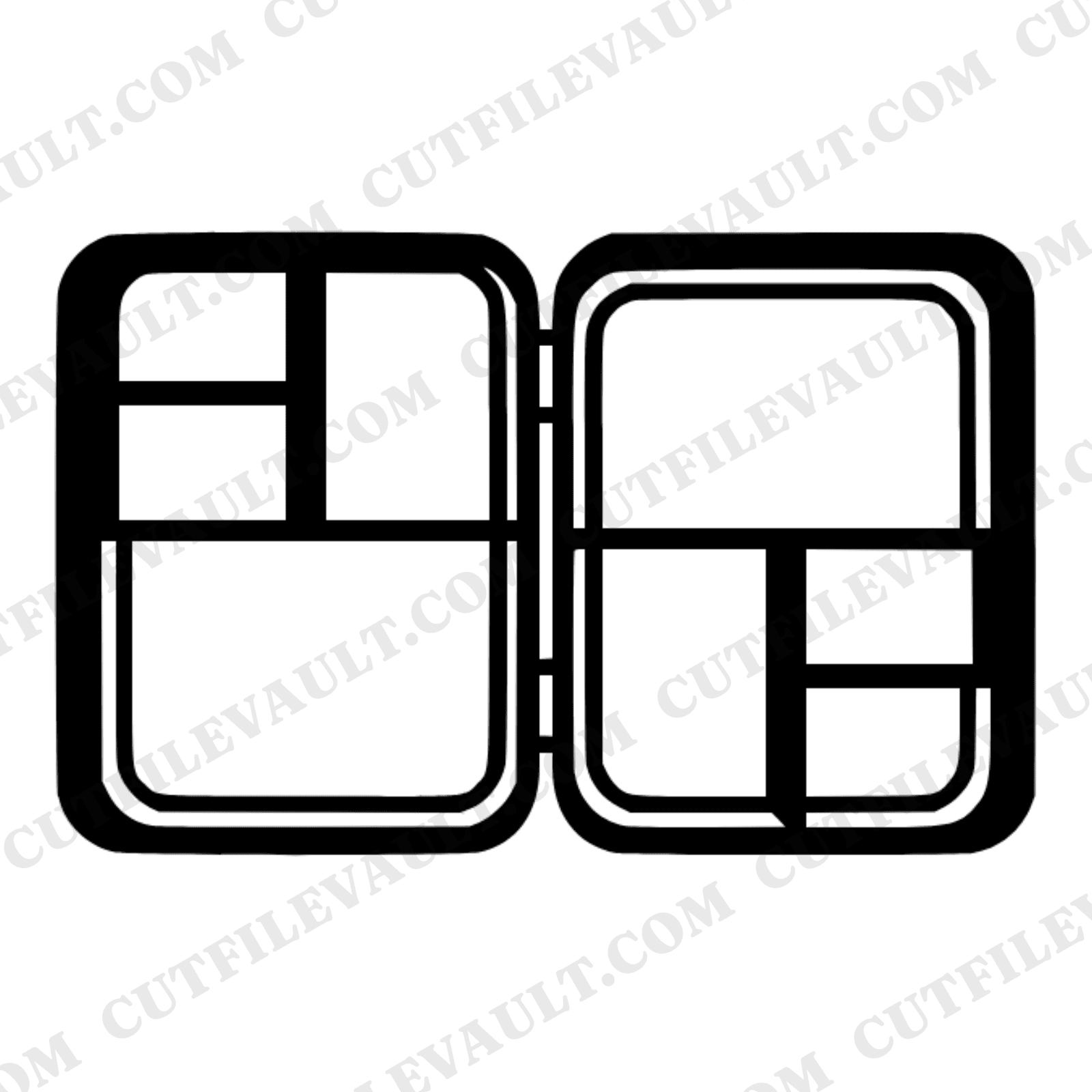 Vintage Metal Lunchbox SVG PNG, Retro 1950s Lunchbox Opened Flat Aerial View, Back to School SVG — view 1