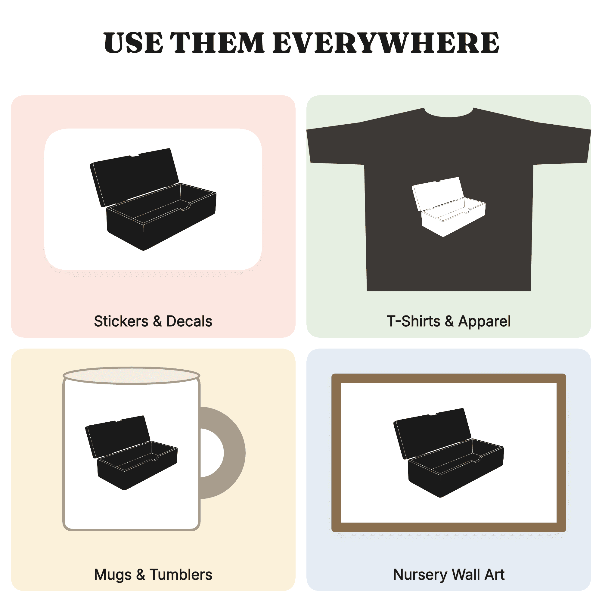 Open Pencil Box SVG PNG, Scandinavian School Supplies Silhouette Cut File, Back to School Decor — view 3