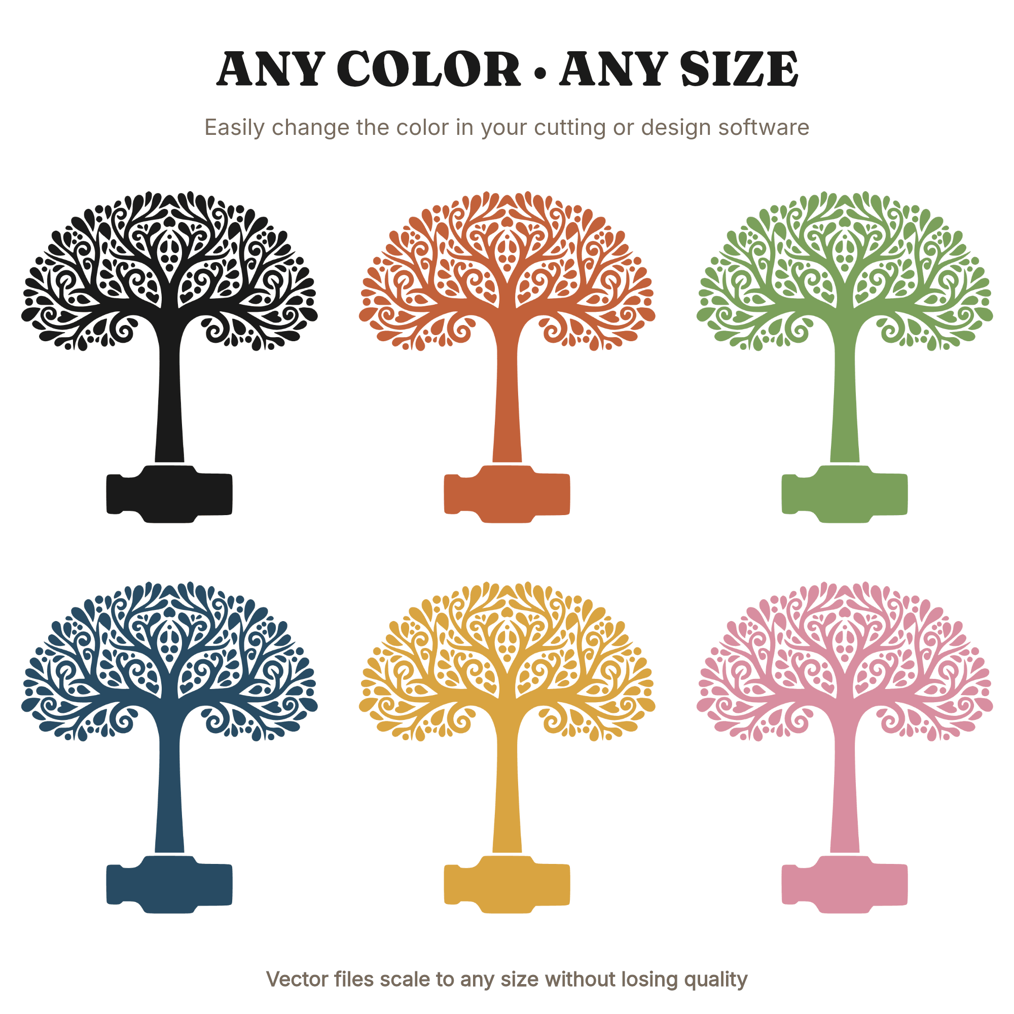 Vintage Hammer Tree Folk Art SVG PNG, Father's Day Cut File, Tool Silhouette Design for Cricut — view 2