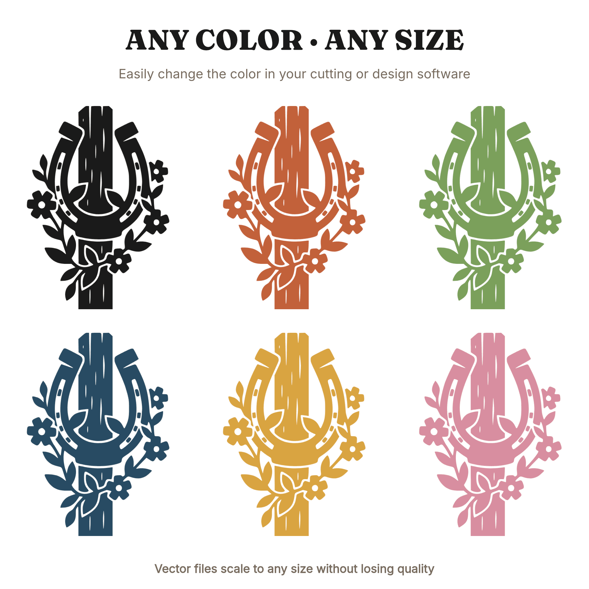 Rustic Horseshoe Post Wildflower Wedding SVG PNG Cut File Country Barn Decor Good Luck Tradition — view 2