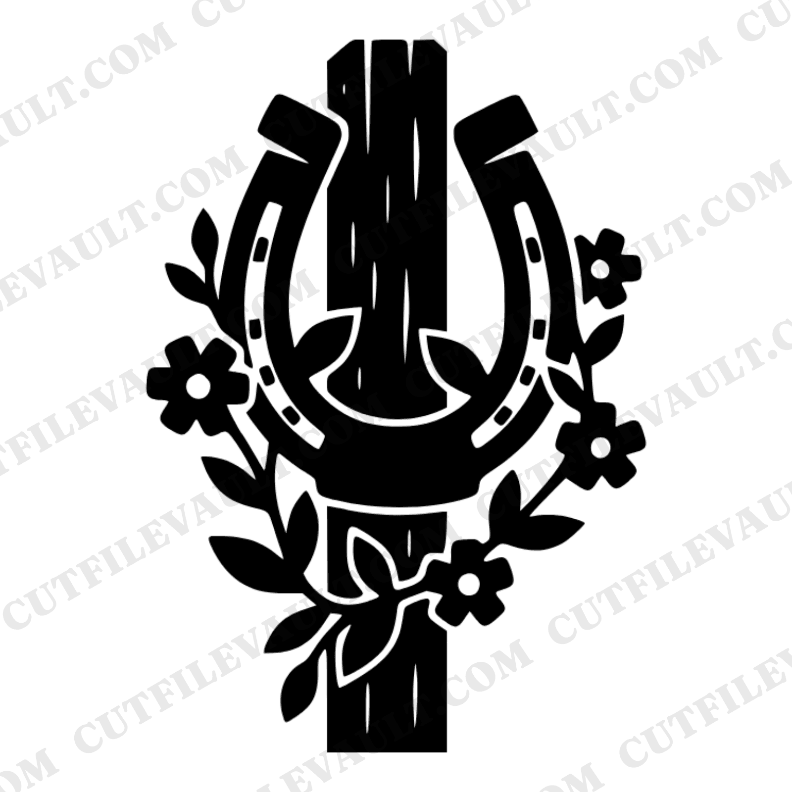 Rustic Horseshoe Post Wildflower Wedding SVG PNG Cut File Country Barn Decor Good Luck Tradition — view 1