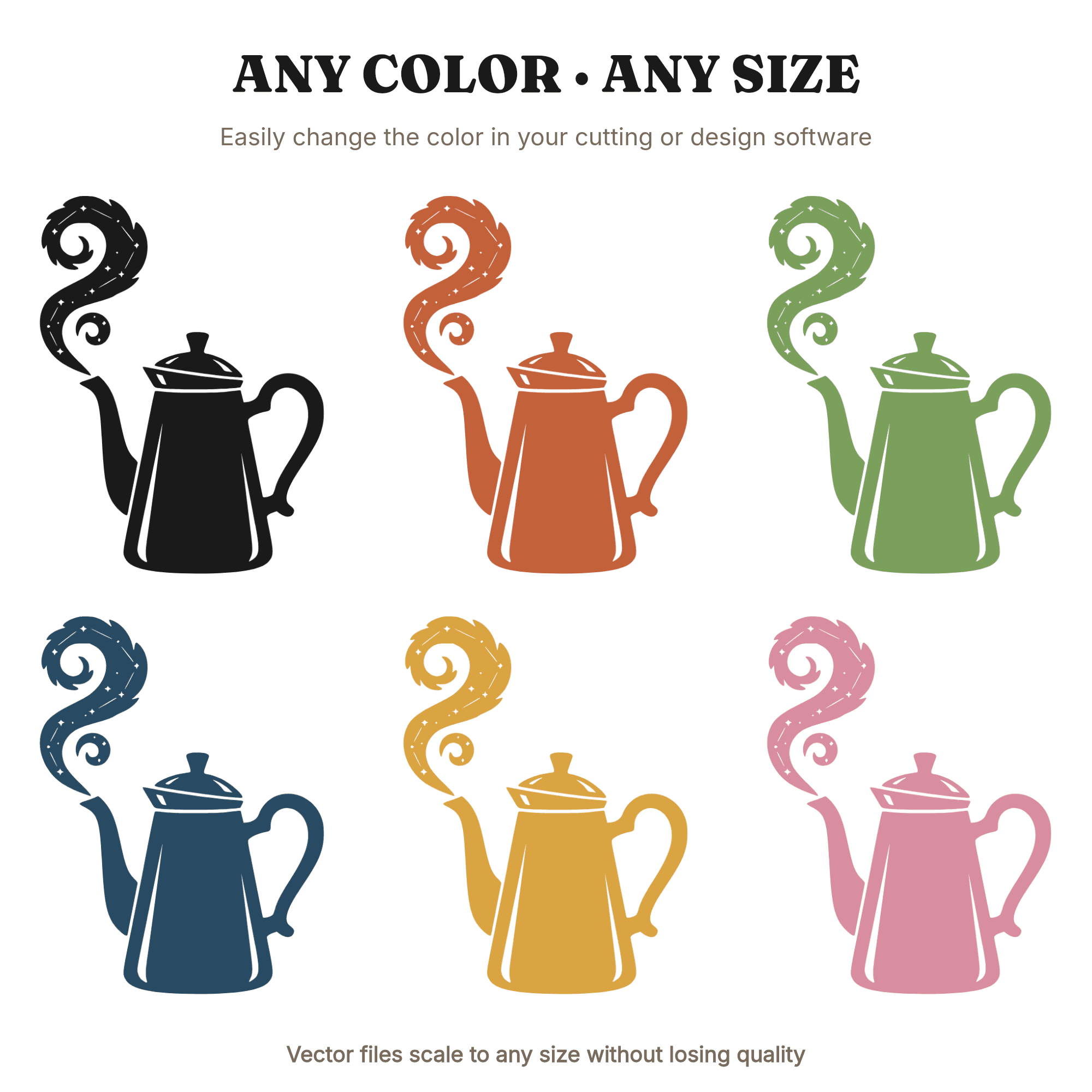 Vintage Coffee Percolator SVG PNG, Spiral Star Steam, Cottagecore Kitchen Cut File for Cricut — view 2