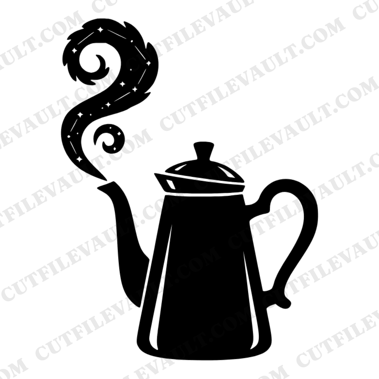 Vintage Coffee Percolator SVG PNG, Spiral Star Steam, Cottagecore Kitchen Cut File for Cricut — view 1