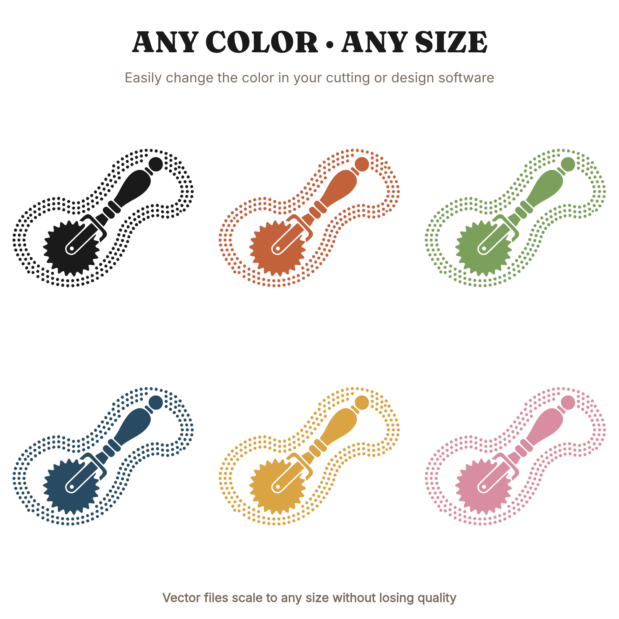 Vintage Pastry Wheel Cutter SVG PNG, Baker Tool Silhouette, National Donut Day Design Cut File — view 2