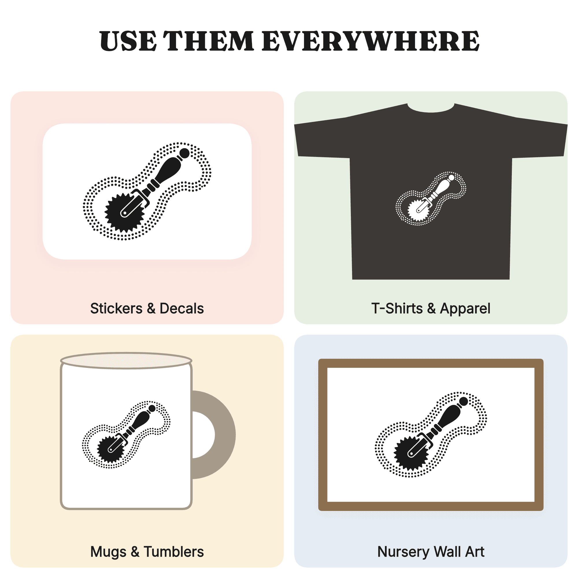 Vintage Pastry Wheel Cutter SVG PNG, Baker Tool Silhouette, National Donut Day Design Cut File — view 3