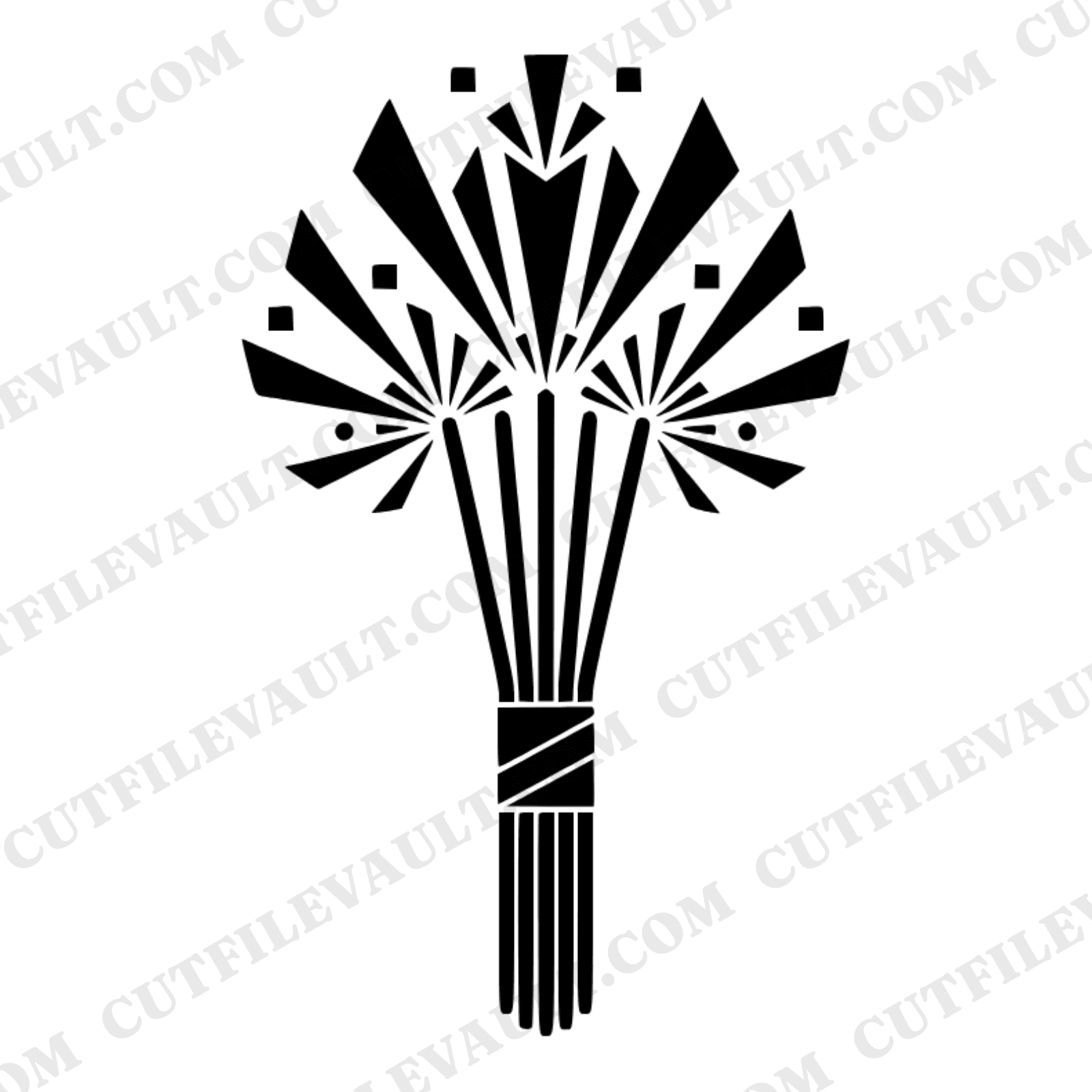Art Deco Sparkler Bundle SVG PNG, 4th of July Fireworks Cut File, Patriotic Star Burst Design