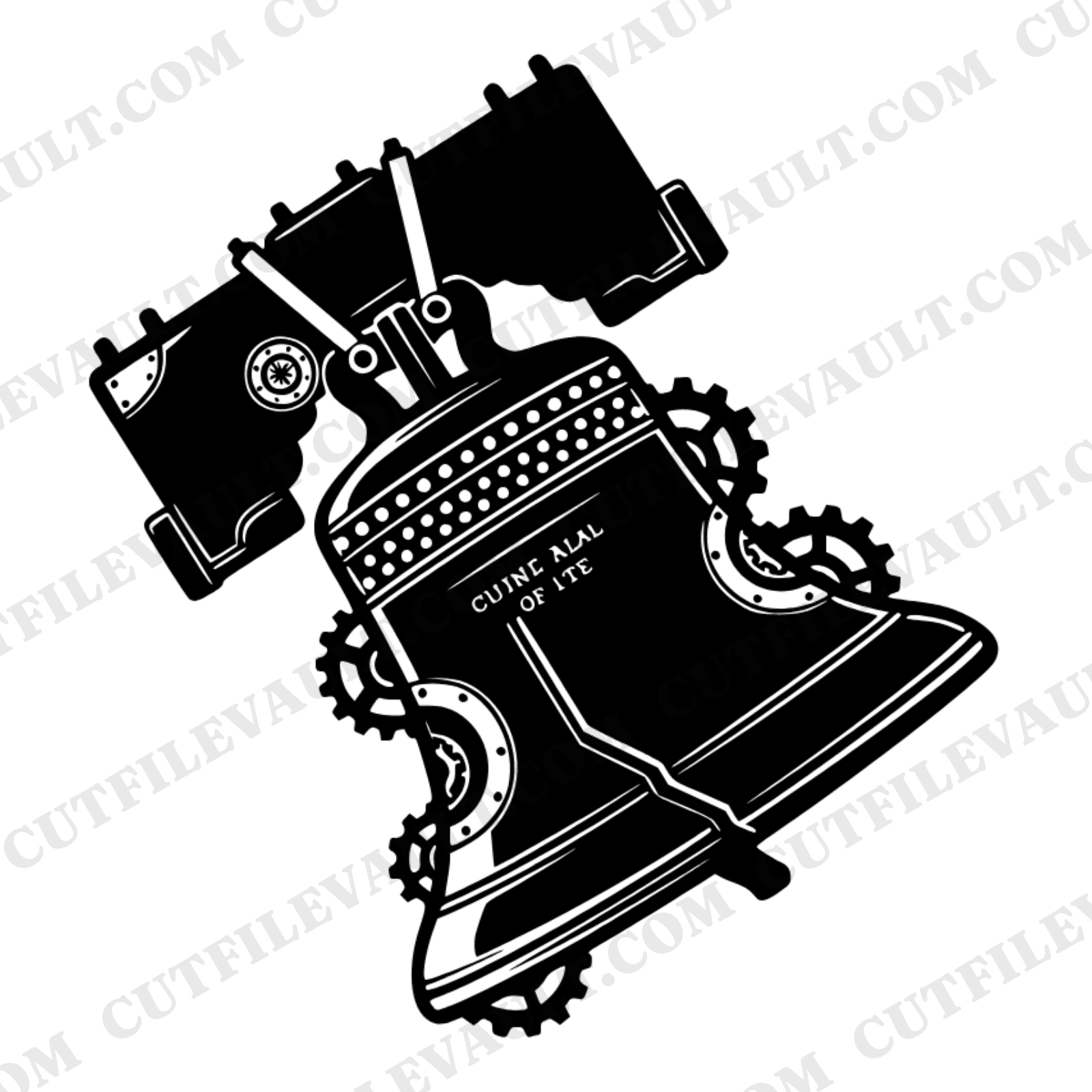 Steampunk Liberty Bell SVG PNG, Fourth of July Diagonal Silhouette, Patriotic Cut File Design
