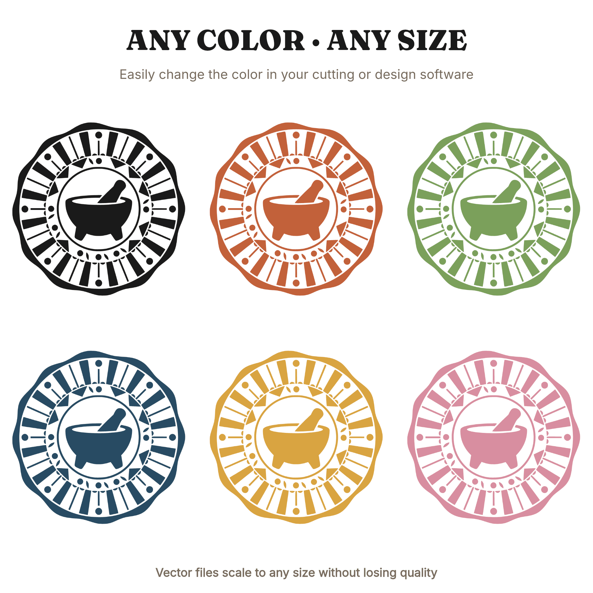 Art Deco Molcajete Spice Mandala SVG PNG Wax Seal, Cinco de Mayo Mexican Mortar Pestle Cut File — view 2