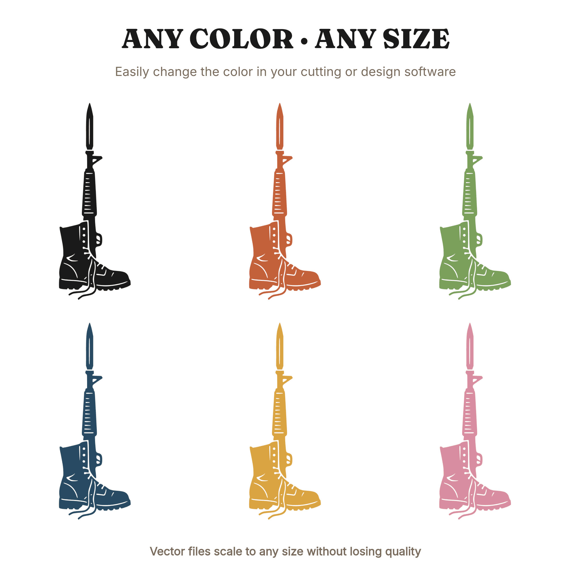 Battlefield Cross Memorial Day SVG PNG, Fallen Soldier Tribute Silhouette Cut File for Cricut — view 2