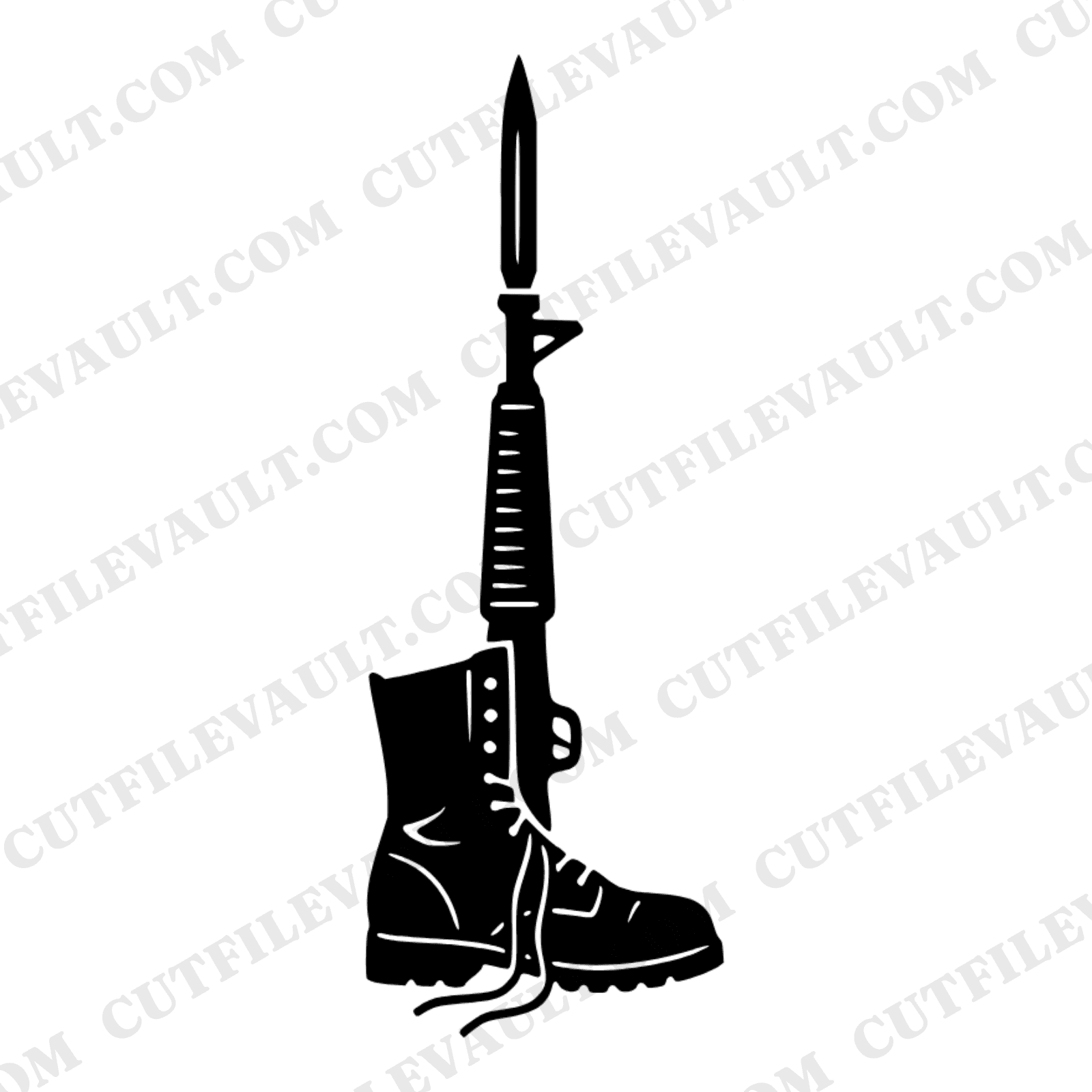 Battlefield Cross Memorial Day SVG PNG, Fallen Soldier Tribute Silhouette Cut File for Cricut — view 1
