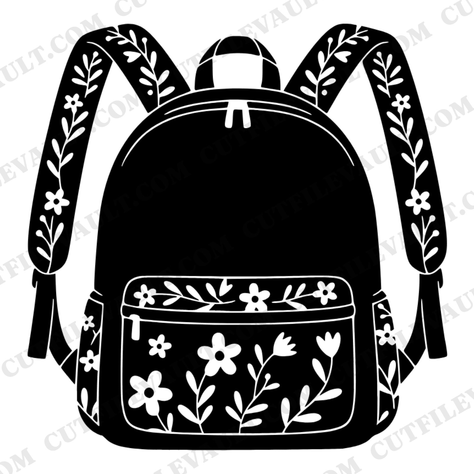 Cottagecore Backpack SVG PNG, Floral Vine Backpack Cut File, Back to School SVG, Student Tumbler Design