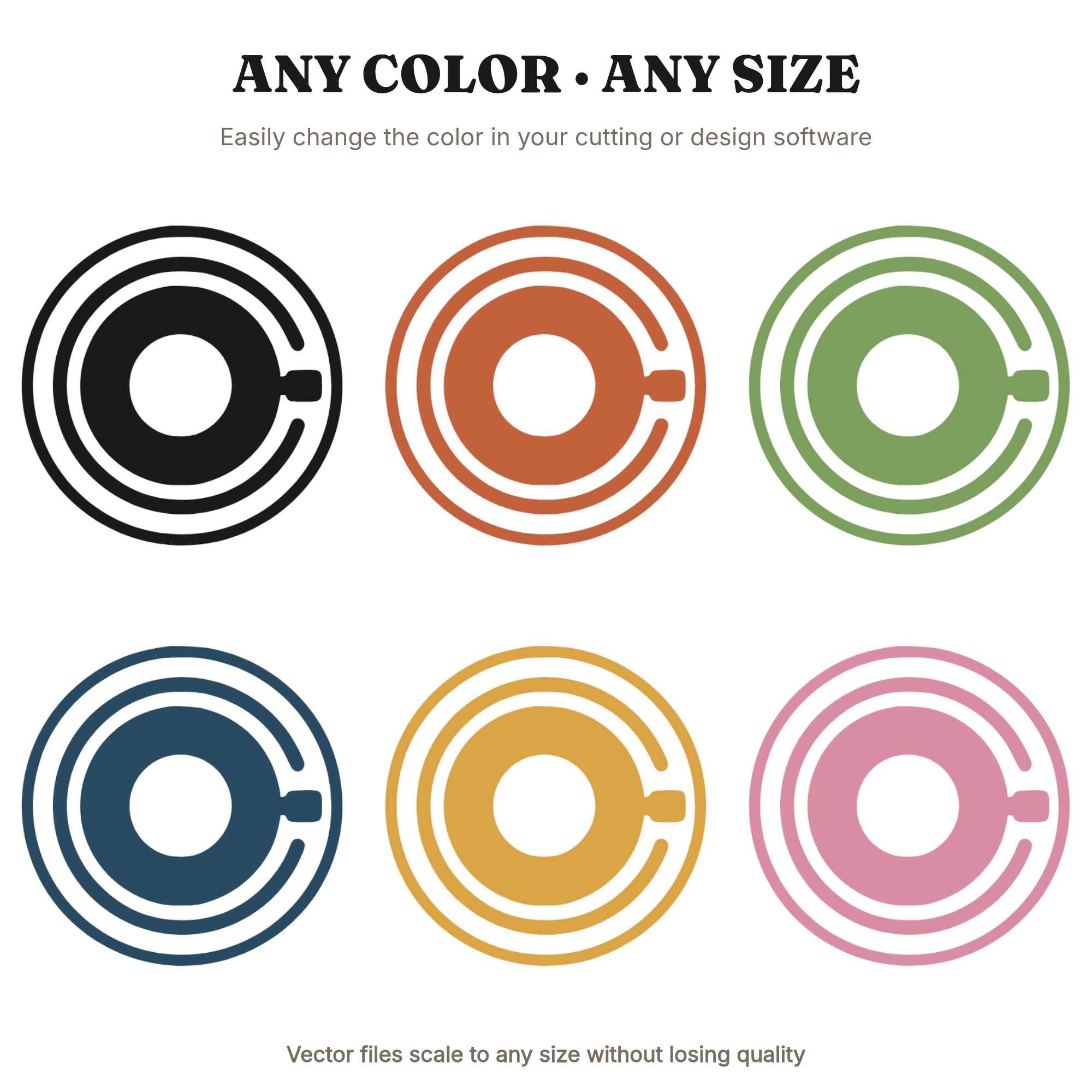 Bike Bell SVG PNG, Mid-Century Minimalist Bicycle Bell Top View, Scandinavian Ripple Design Cut File — view 2