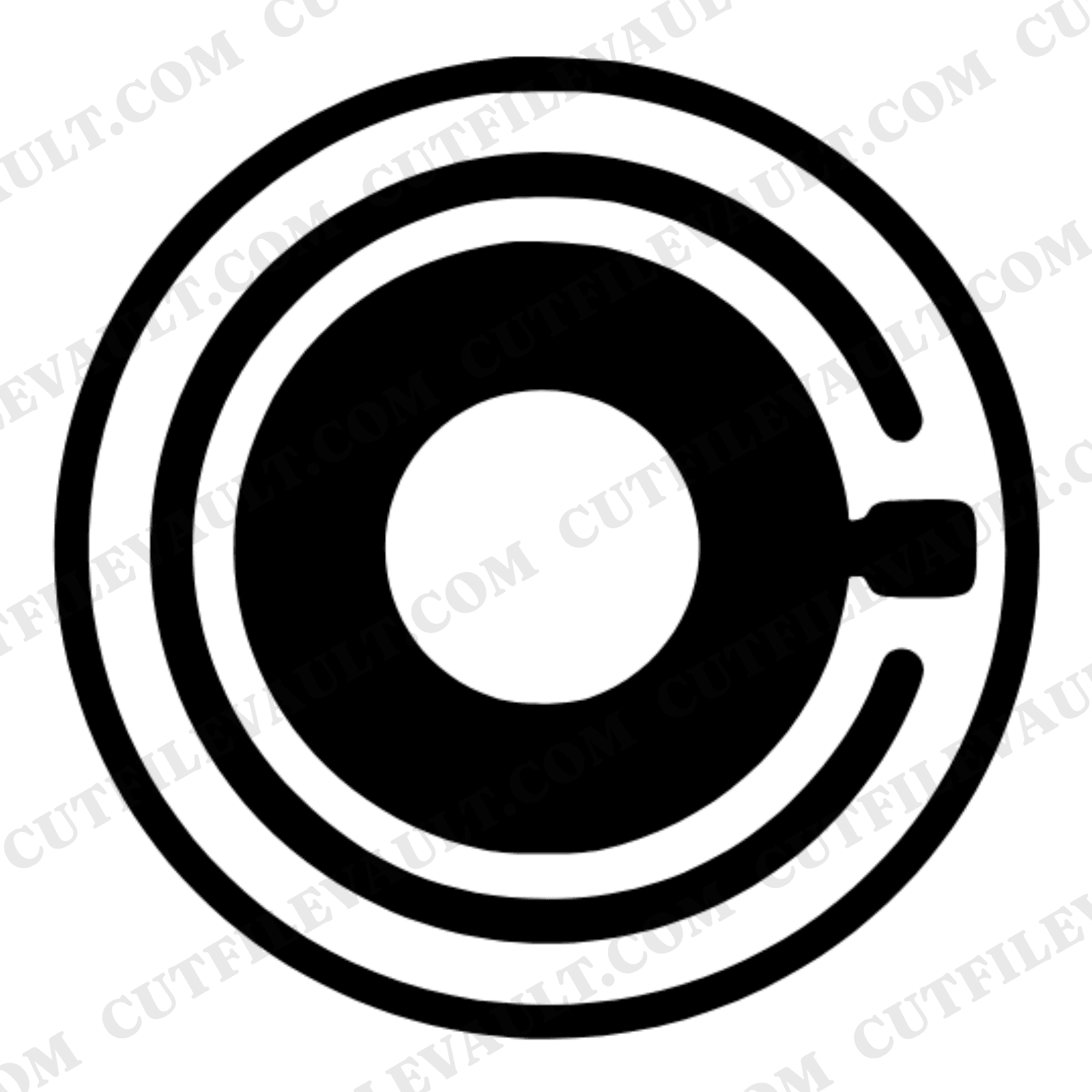 Bike Bell SVG PNG, Mid-Century Minimalist Bicycle Bell Top View, Scandinavian Ripple Design Cut File — view 1