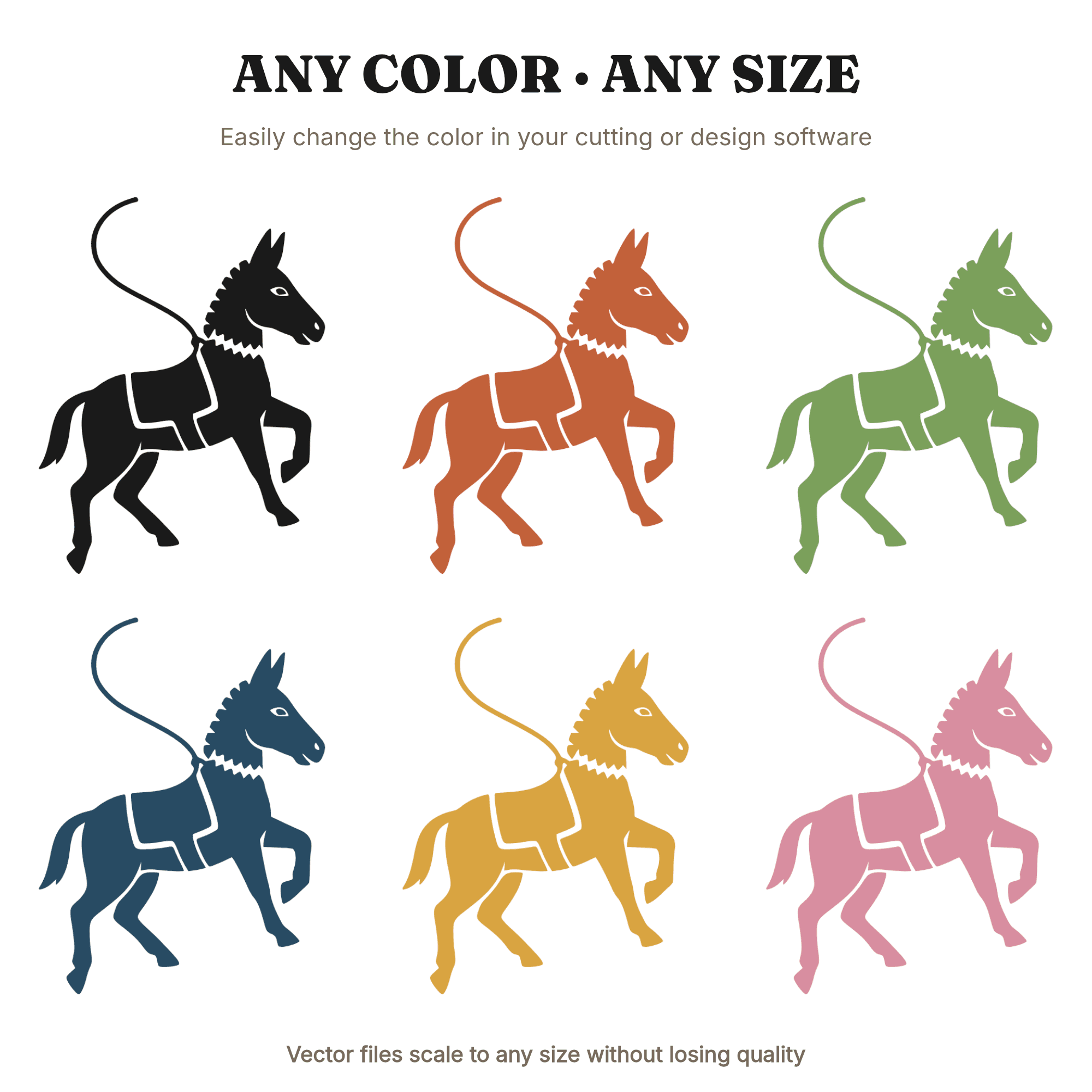 Burro Piñata Mid Swing SVG PNG Cinco de Mayo Silhouette Cut File Fiesta Party Decor Craft Design — view 2