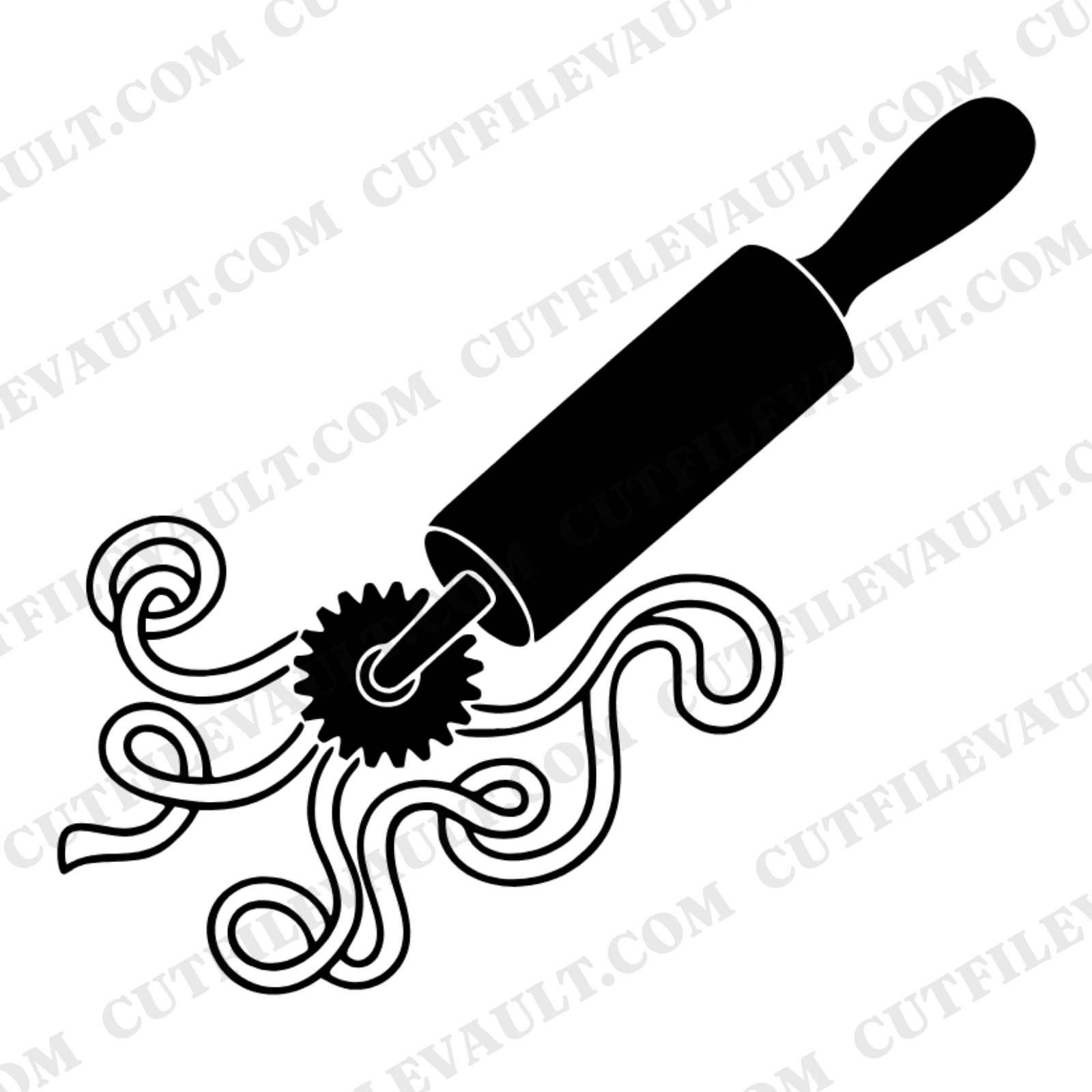 Diagonal Pastry Cutter SVG PNG, Dough Ribbons Line Art, Bakery Kitchen Cutting File for Cricut — view 1