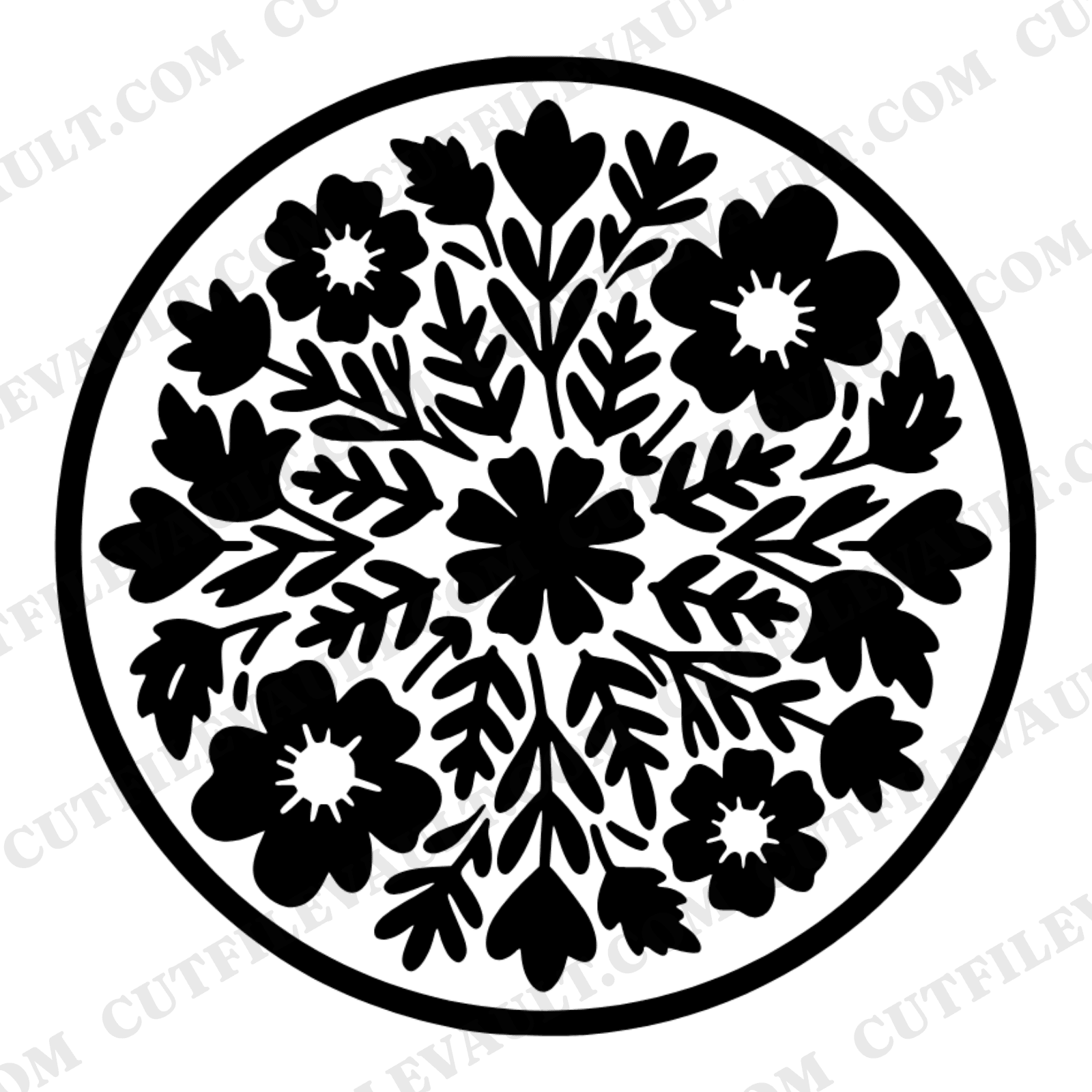 Vintage Cookie Stamp SVG PNG, Donut Day Floral Silhouette, Cottagecore Bakery Cut File Design — view 1